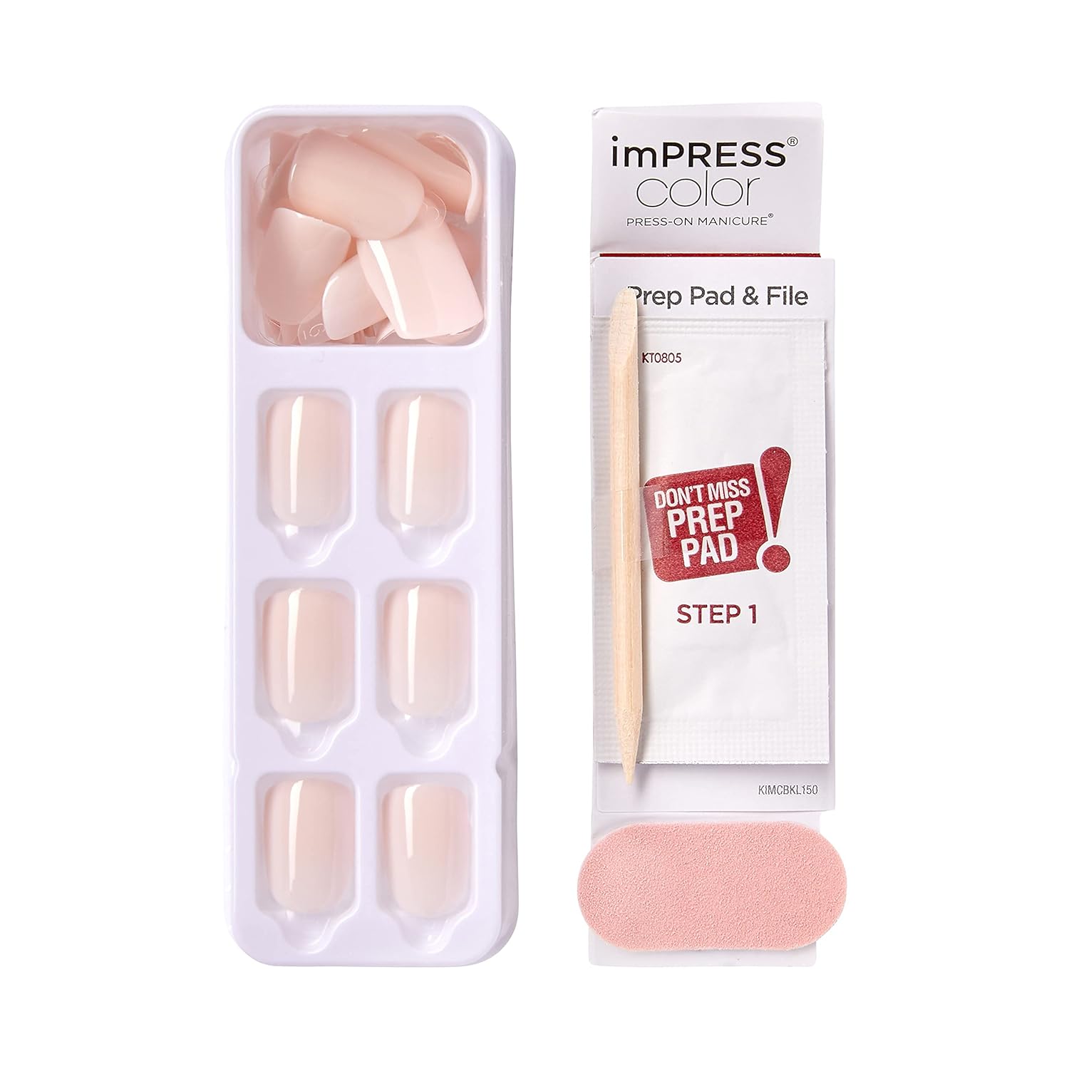 KISS imPRESS No Glue Mani Press On Nails, Color, 'Point Pink', Pink, Short Size, Squoval Shape, Includes 30 Nails, Prep Pad, Instructions Sheet, 1 Manicure Stick, 1 Mini File - Image 7