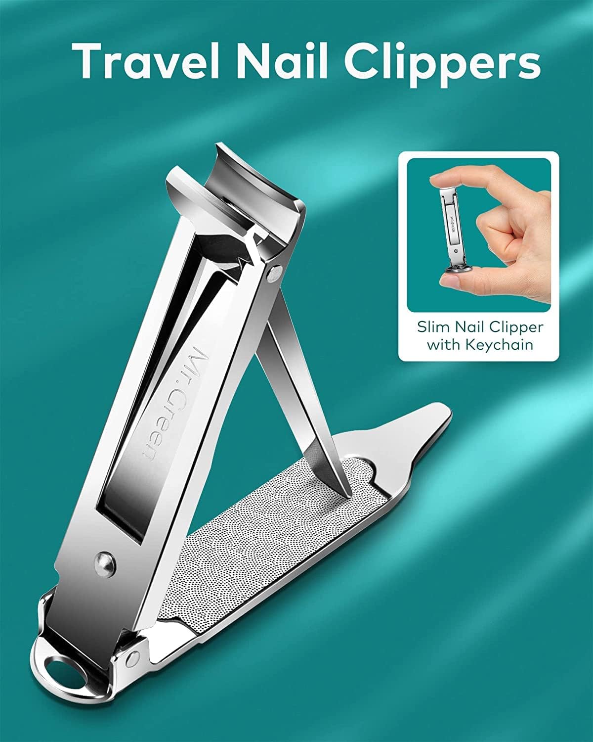 MR.GREEN Portable Nail ClippersMedical Grade Stainless Steel Foldable Nail Cutter Ultra Slim Travel Design - Image 4