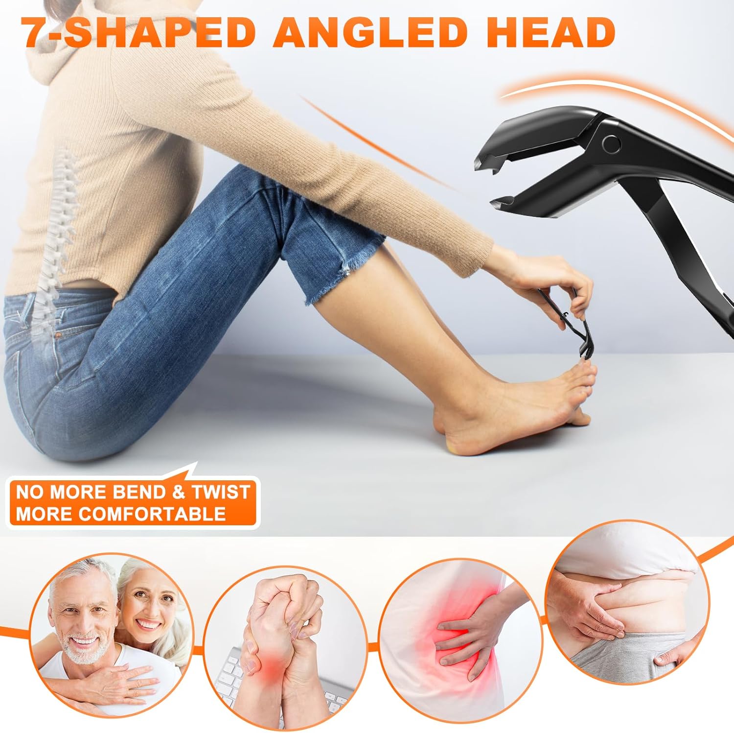 Toenail Clippers for Seniors Thick Toenails, Upgrade Angled Head Large Toe Nail Clippers for Men with Wide Jaw Opening, Sharp Heavy Duty Fingernail Clipper Cutter with Catcher Long Handle -Black - Image 2