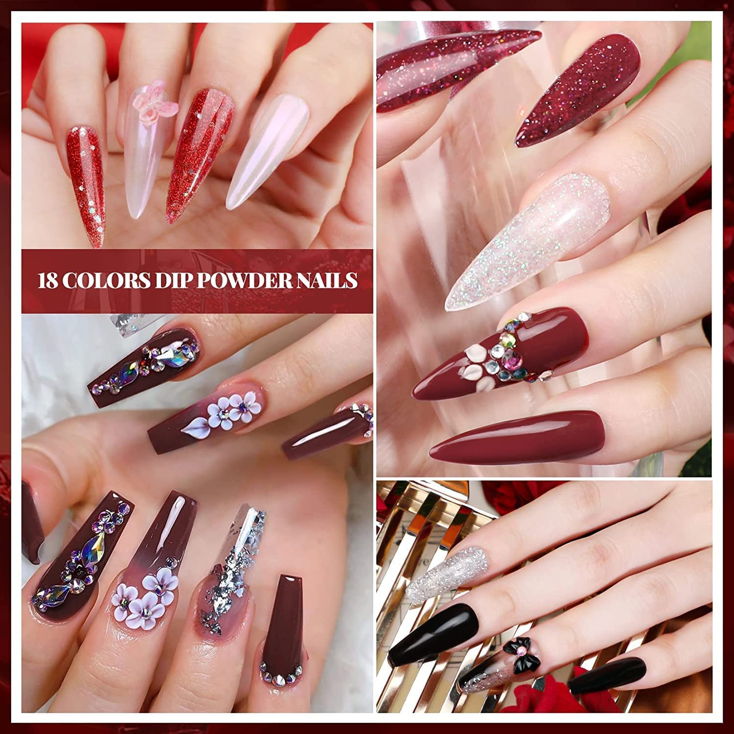 Morovan Dip Powder Nail Kit: Starter Kit 54pcs Nails Dipping Powder Set 18 Colors with Electric Nail Drill - Image 7