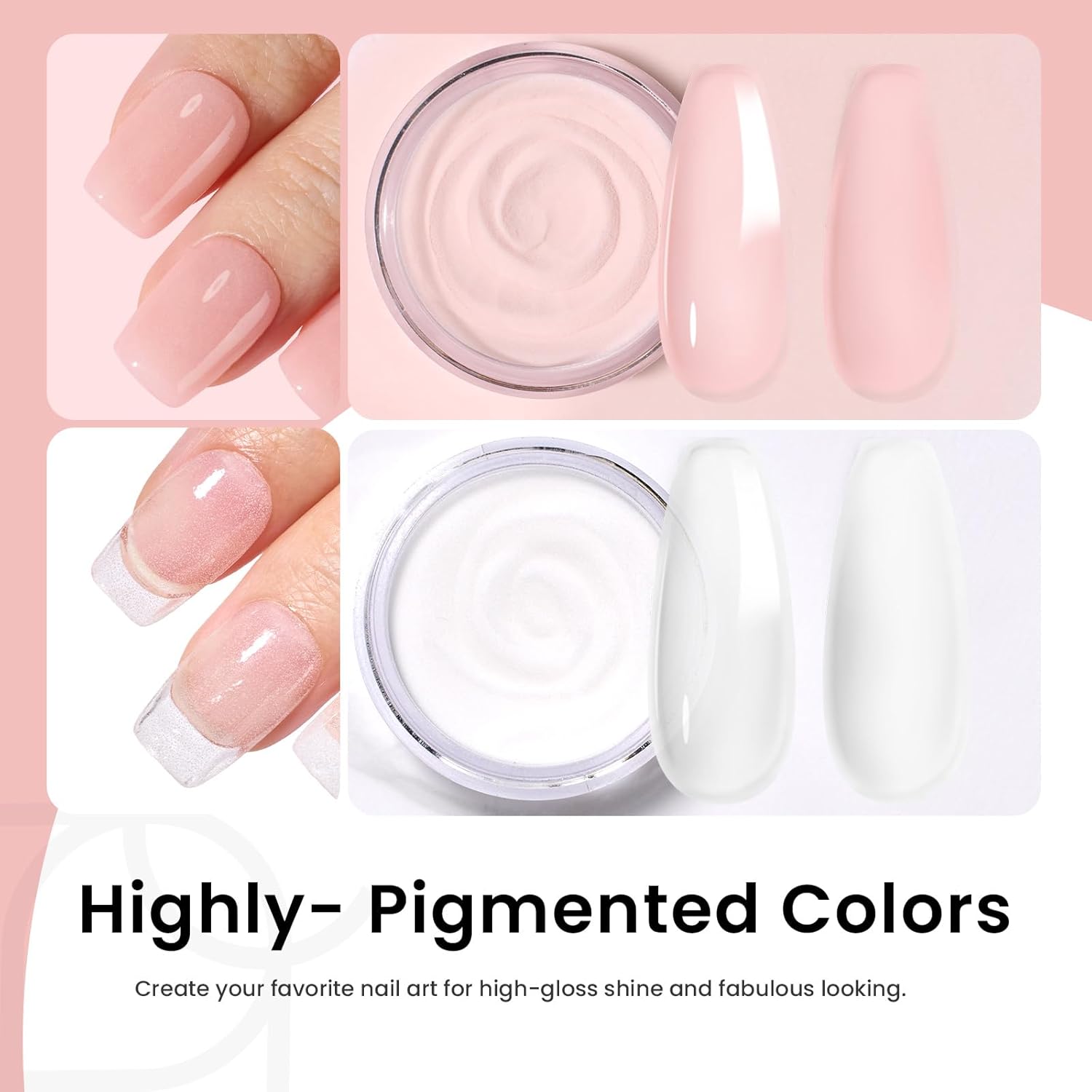 Beetles Dip Powder Nail Kit Nude Clear Dip Nails Powder Starter Kit with Base Top Coat Activator Powder Nail Dipping Kit for French Nail Art Manicure DIY Salon - Image 3