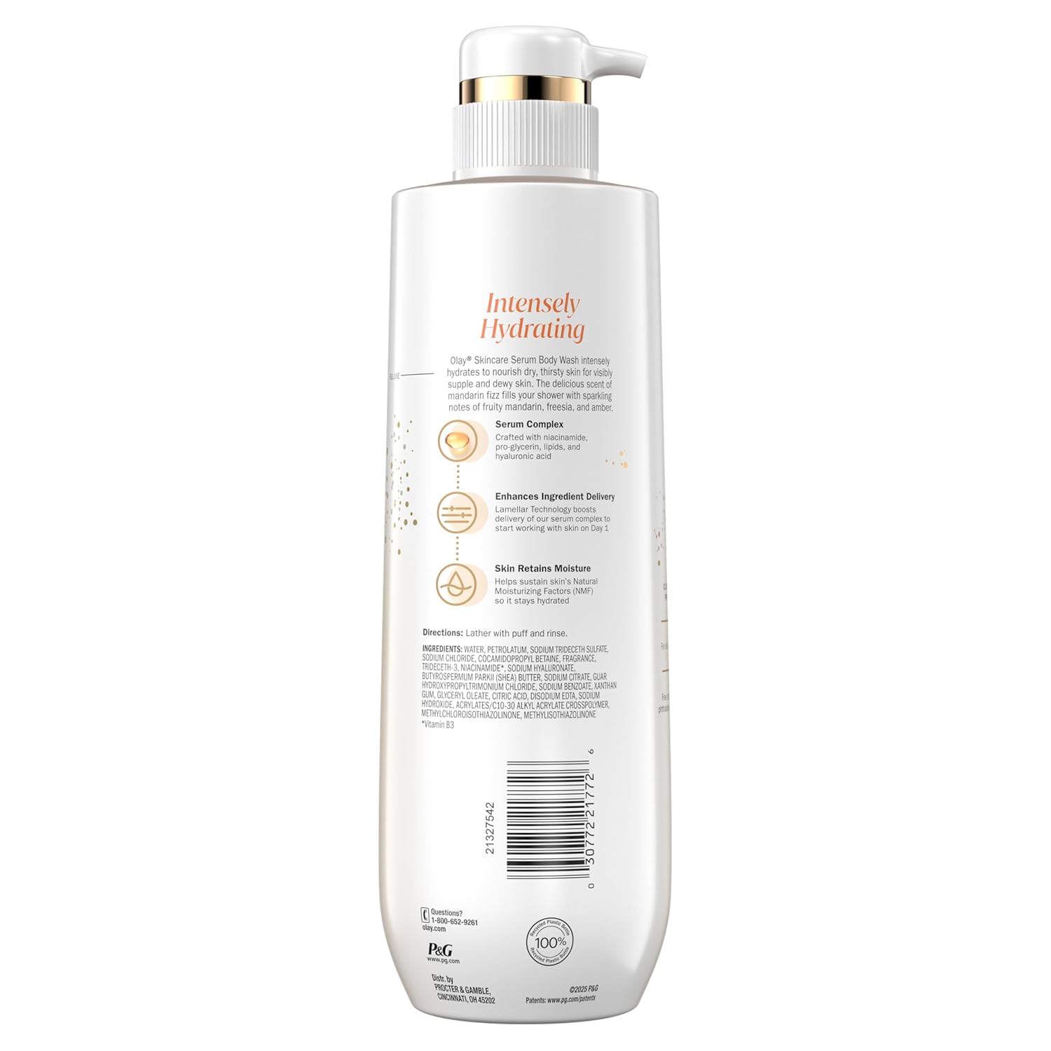 Olay Body Wash for Women, Intensely Hydrating, Pro-Hyaluronic Acid Serum Complex, Renews Moisture, Vitamin B3 Lameller Technology, For All Skin Types, Mandarin Summer Fizz Scent, 20 fl oz - Image 13