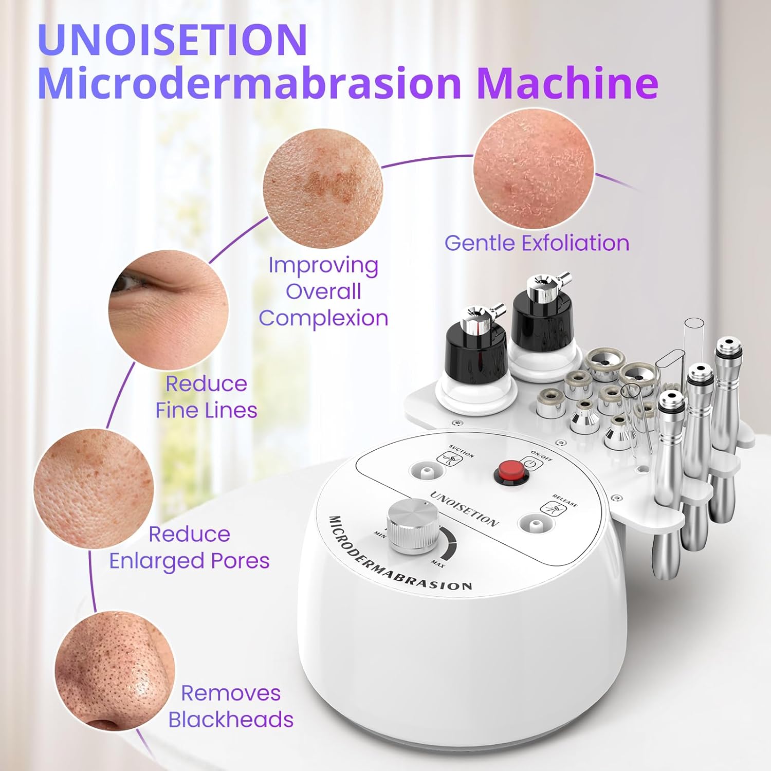 Diamond Microdermabrasion Machine Professional, 3 in 1 Dermabrasion Facial Peeling Skin Care Device for Salon Personal Home Use - Image 2