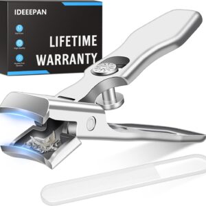 Nail Clippers for Seniors Thick Nails - Sharp Heavy Duty Large Wide Jaw Fingernail and Toenail Clippers with Catcher, for Adults, Men & Women (Silver)