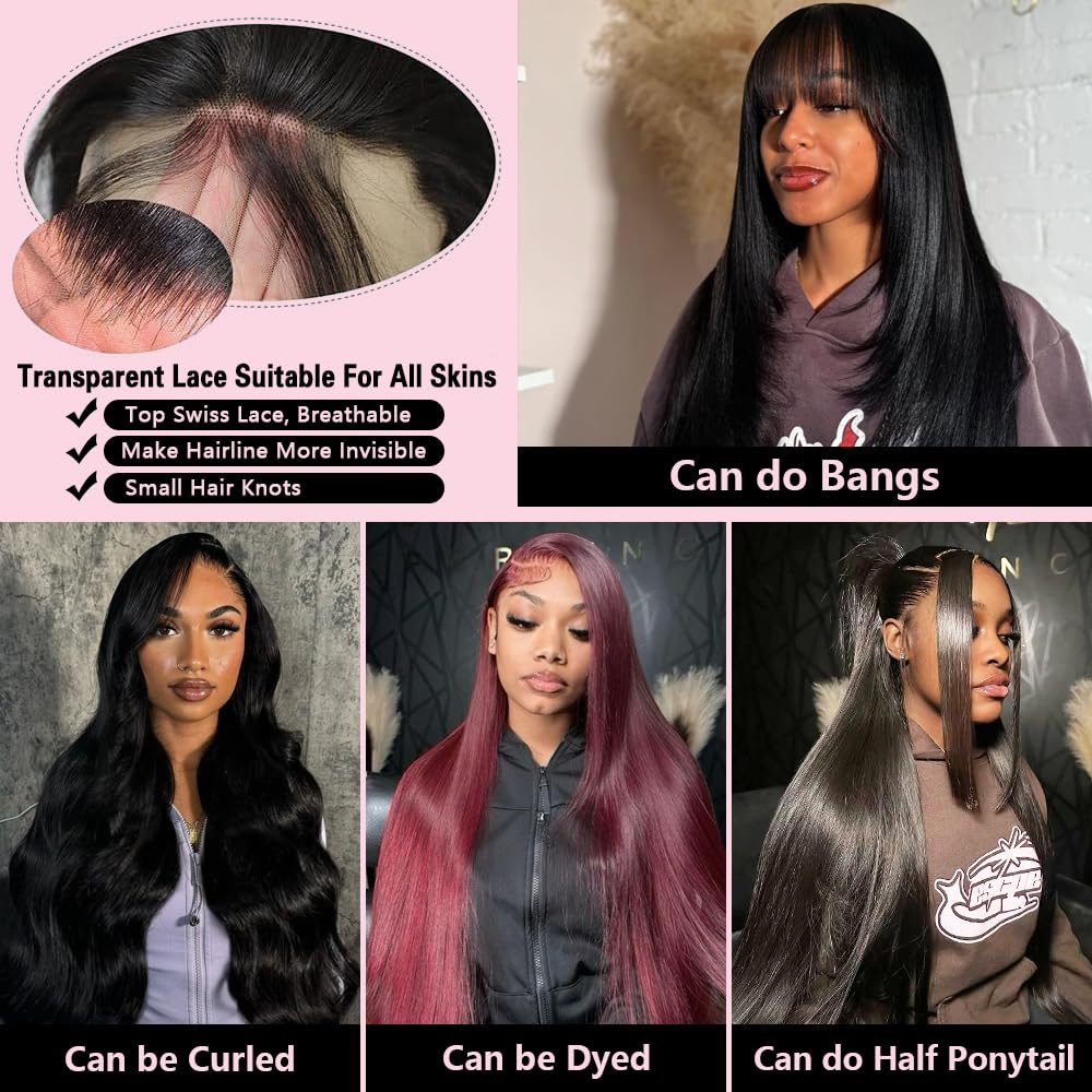30 Inch 13x6 Lace Front Wigs Human Hair 200 Density Straight HD Lace Front Wigs Human Hair Pre Plucked with Baby Hair Glueless Wig Virgin Human Hair Lace Front Wigs for Women - Image 3