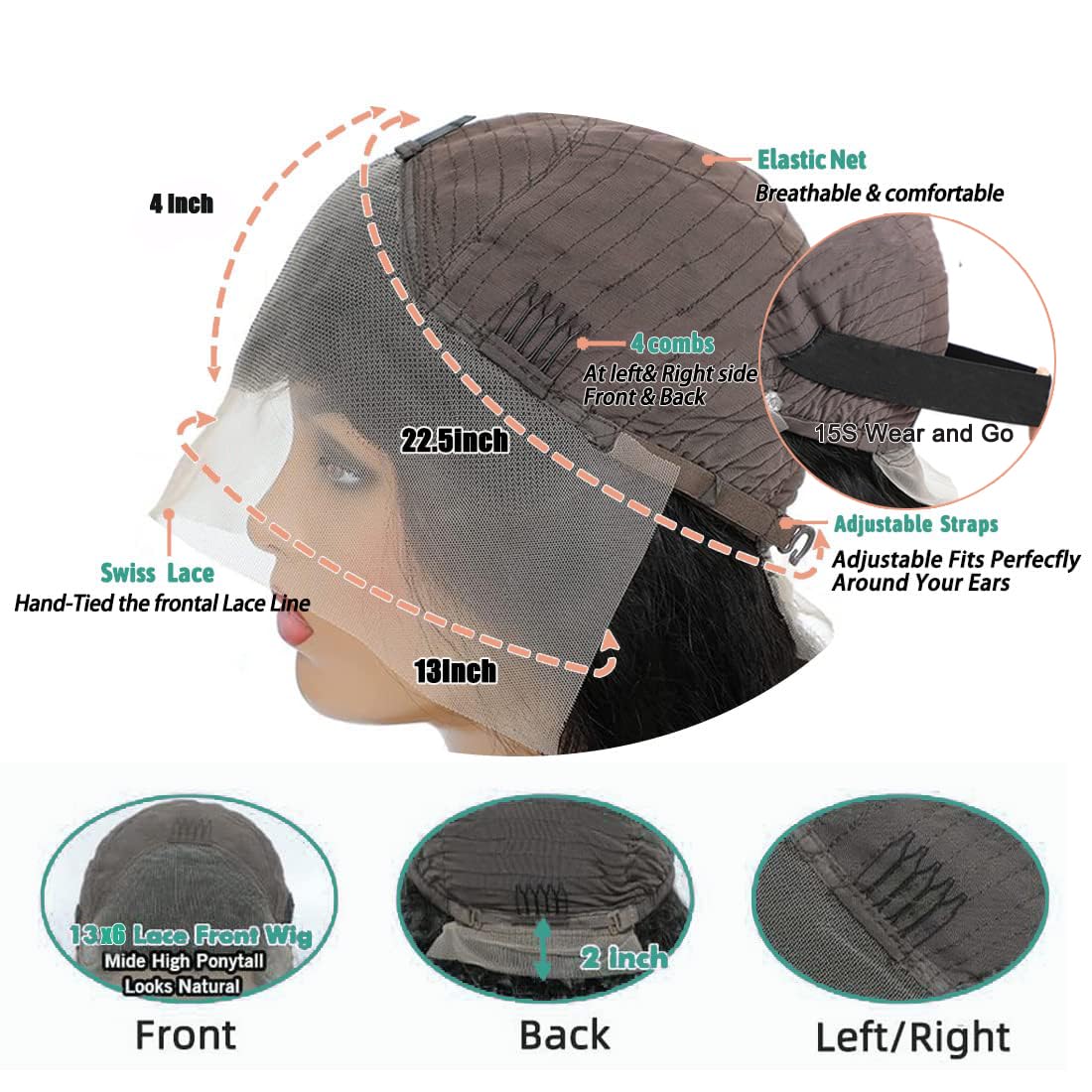 IUPin Bob Wig Human Hair 250 Density Body Wave HD Lace Front Wigs Human Hair 13x4 Glueless Wigs Human Hair Pre Plucked 13x4 Lace Frontal Glueless Short Bob Wigs for Black Women for Beginners 14 inch - Image 6