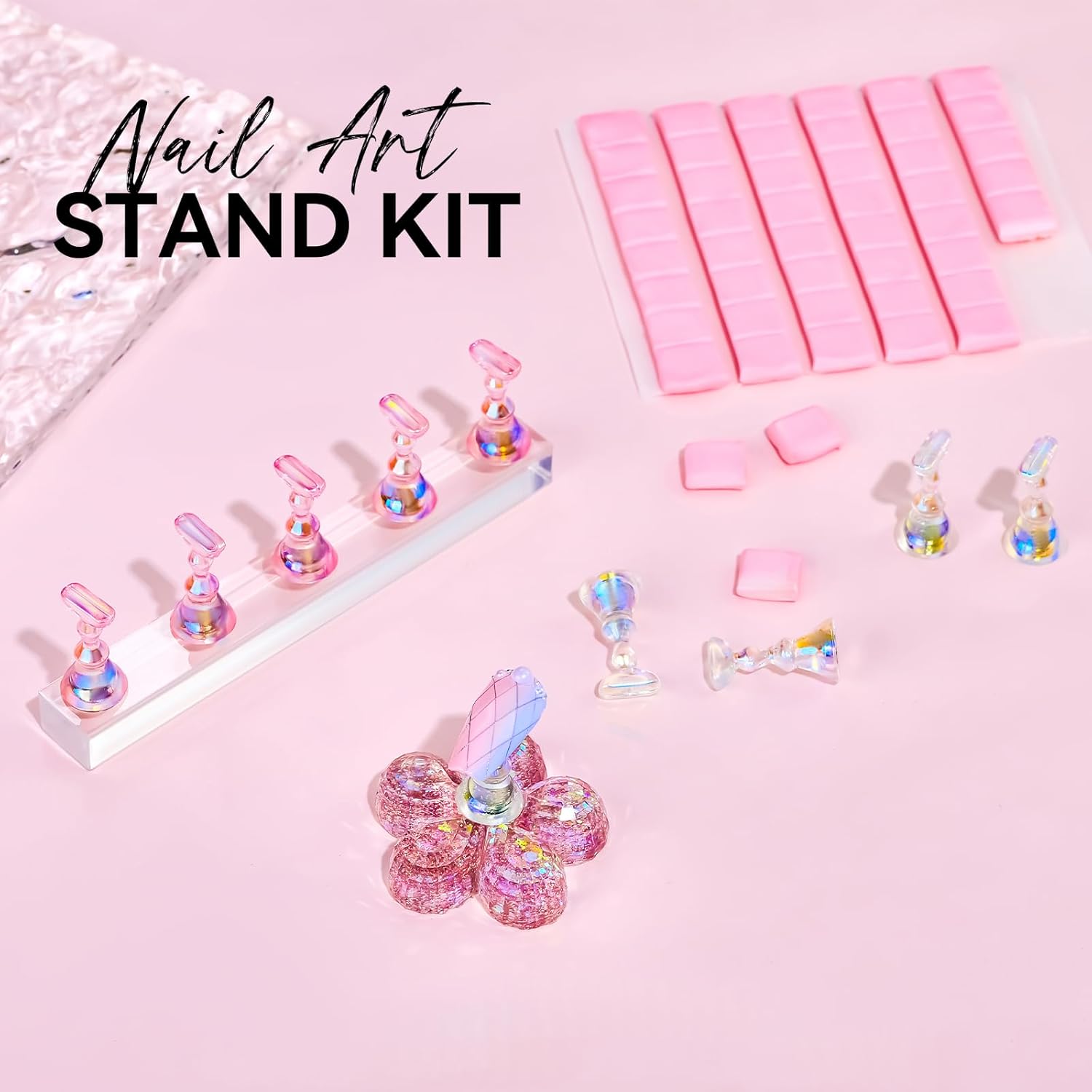 Makartt Nail Stand for Press On Nails Display Practice Art Magnetic Fake Nail Holder for Painting Nails Stand for False Nail Designs with Reusable Putty for Home DIY Beginner Salon Supplies - Image 2