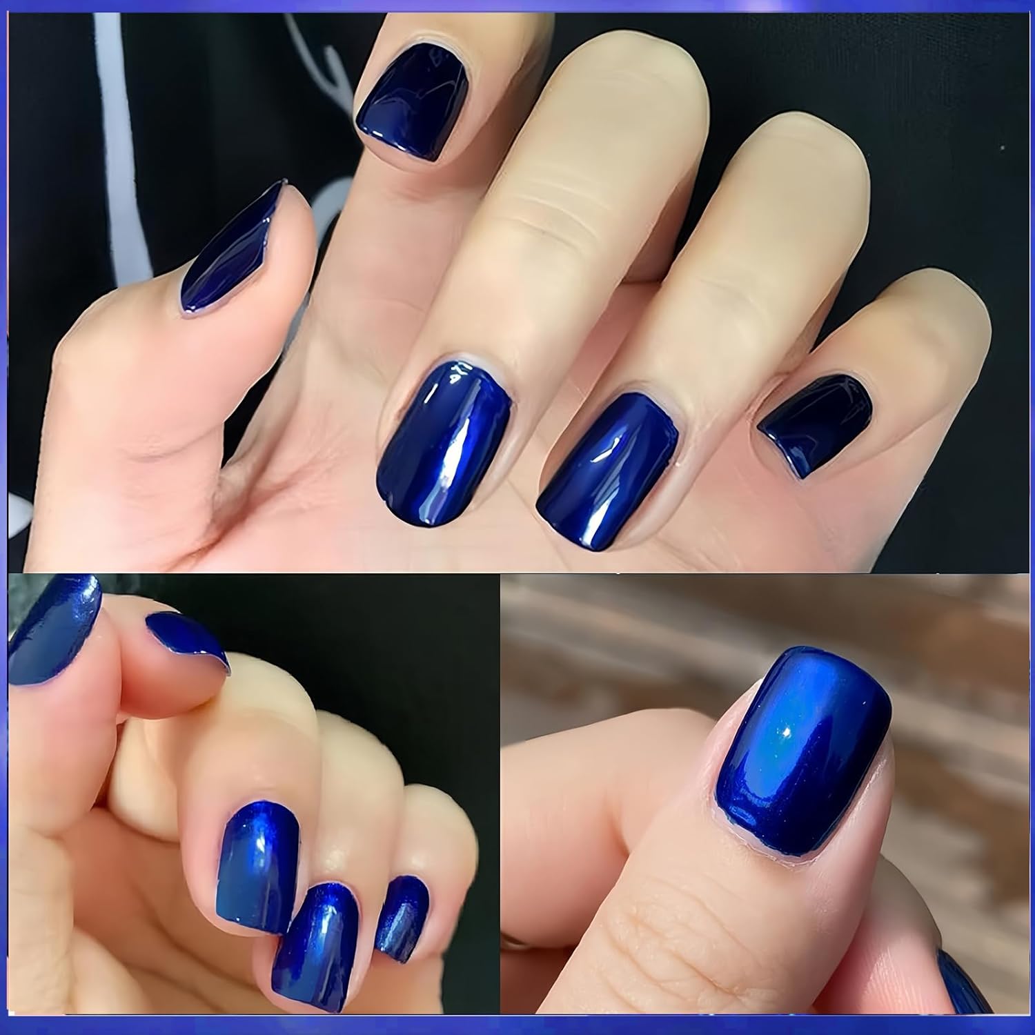 Blue Nail Polish Quick Dry, Long Lasting Royal Blue Nail Polish, Vegan Navy Nail Polish, Pearl Blue Nail Polish without UV Light Needed, Metallic Blue Nail Polish for Women Girls - Image 6