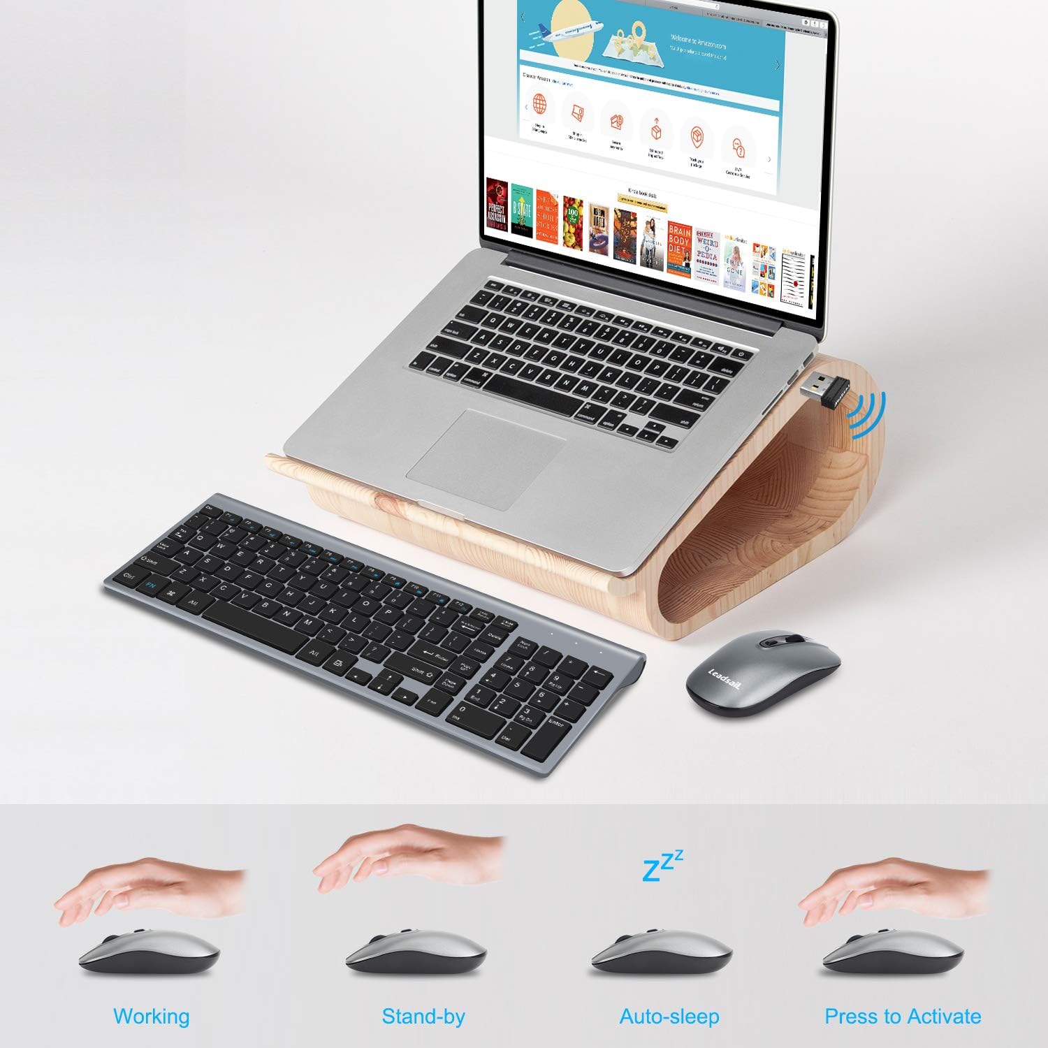 LeadsaiL Wireless Keyboard and Mouse Combo, Wireless USB Mouse and Computer Keyboard Set, Compact and Silent for Windows Laptop, Desktop, PC - Image 5
