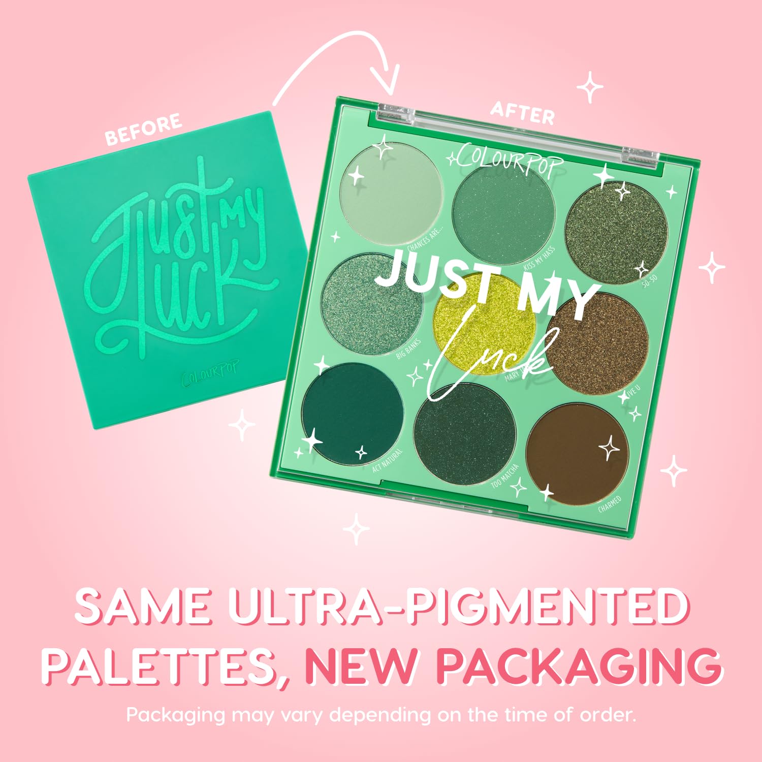 ColourPop Just My Luck Green Eyeshadow Palette - Green & Neutral Eyeshadow Palette with Matte & Metallic Finishes - High-Pigment Eye Makeup with a Long-Wearing Formula (0.3 oz) - Image 2