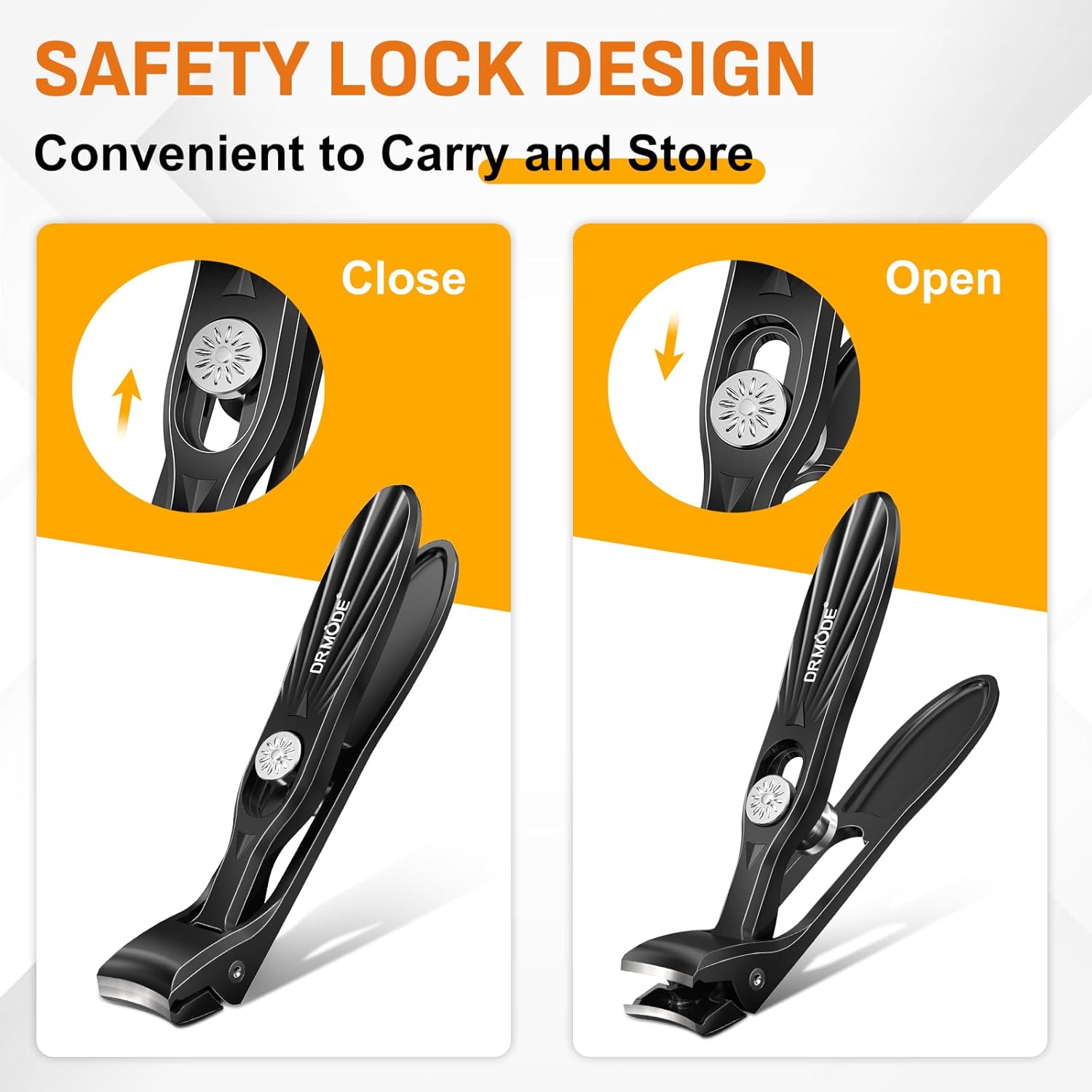 DRMODE Nail Clippers for Men Thick Nails, Angled Head Toe Nail Clippers for Thick Nails for Seniors, Wide Jaw Opening Toenail Clippers Heavy Duty Fingernail Clipper with Catcher Long Handle - Black - Image 4