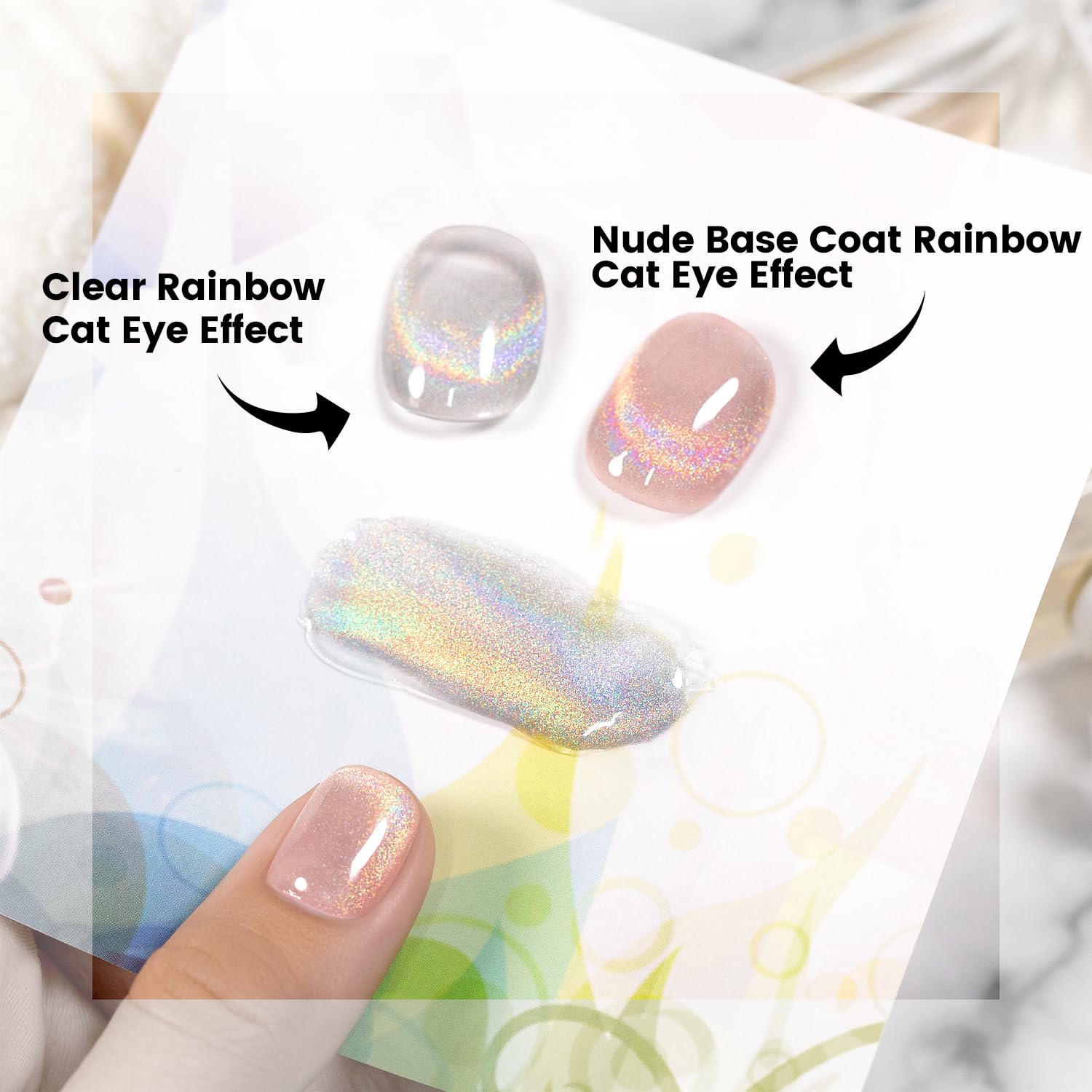 RARJSM 9D Cat Eye Gel Nail Polish Kit with Magnet Stick Clear Silver Glitter for DIY Nail Art - Image 6
