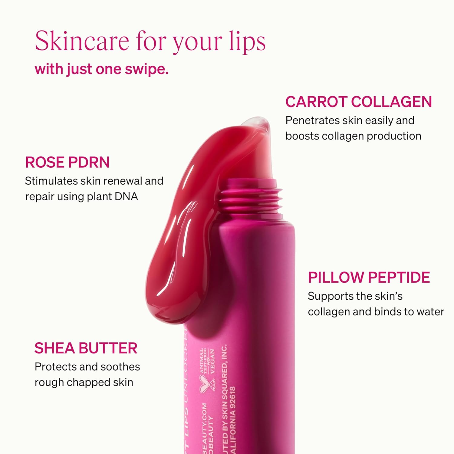 LipLock Jelly Serum for Dry Lips, Long-Lasting, Hydrating, Plumping, Glossy Mask with Rose PDRN, Carrot Collagen, Pillow Peptide, Moisturizing Tinted Lip Balm. (Grape Crush) - Image 3