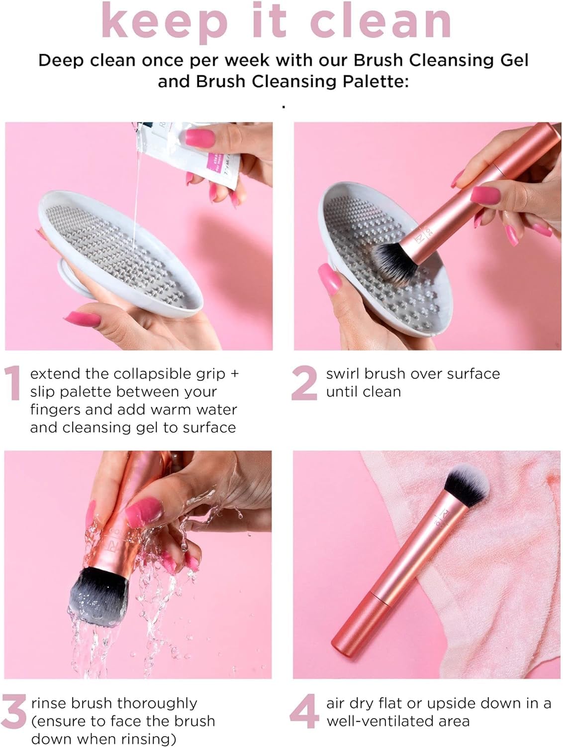 Everyday Essentials Makeup Brush Set, Includes 4 Brushes & Makeup Sponge, For Foundation, Blush, Bronzer, Contour, Eyeshadow, & Powder, Travel Gift Set, Cruelty-Free & Vegan - Image 3