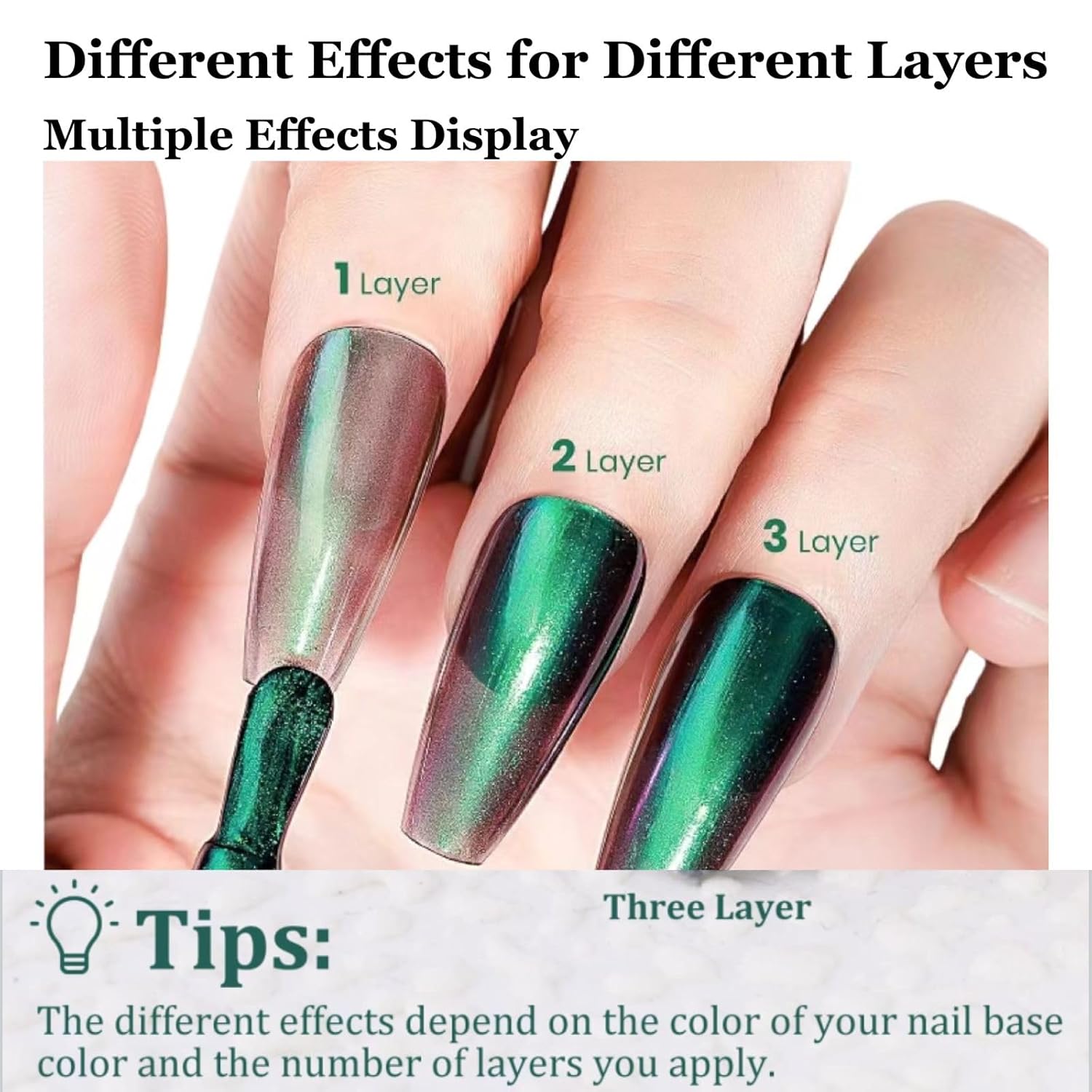 Holographic Nail Polish - Chrome Metallic Green - Long Lasting Chameleon Shimmer Iridescent Quick Dry - Image 5