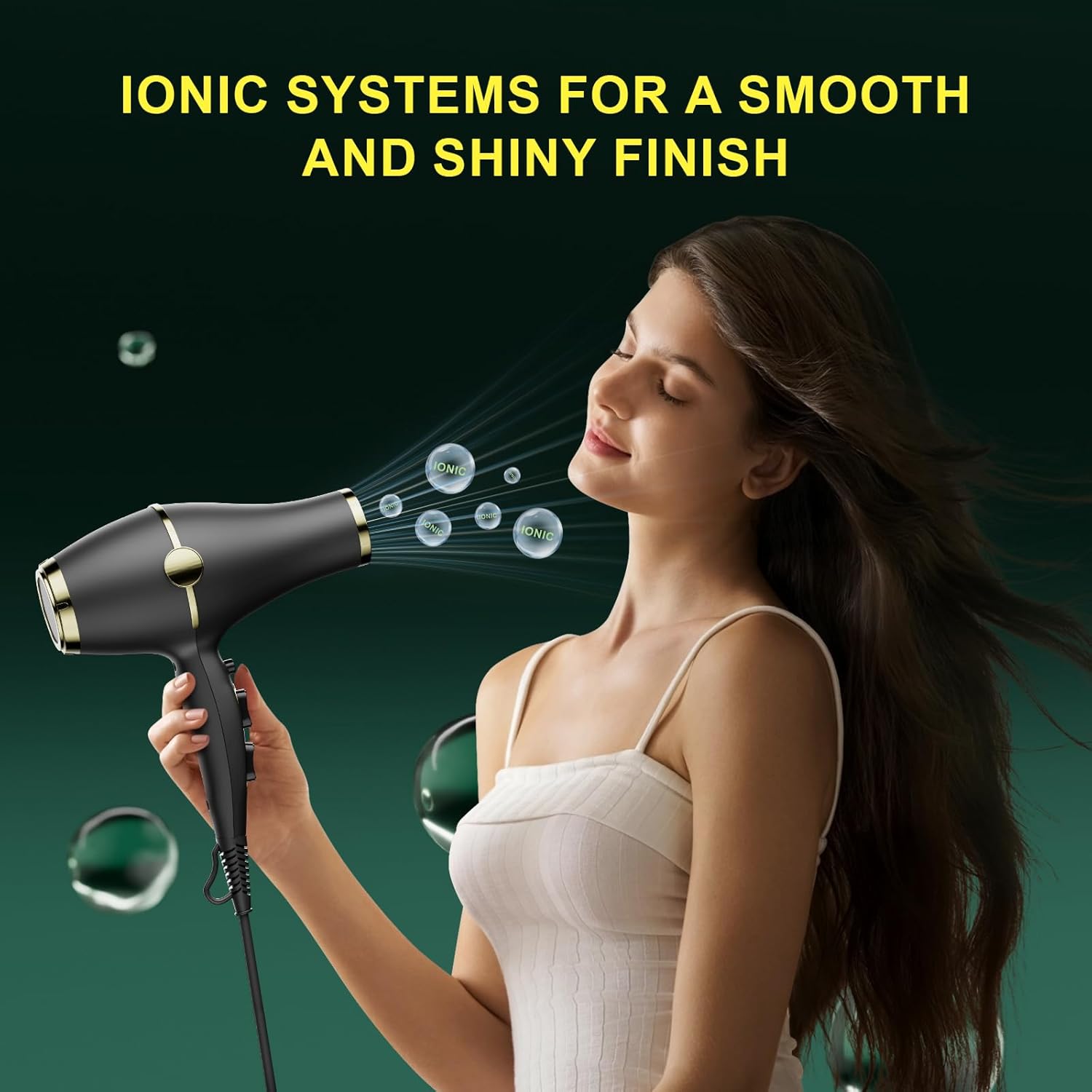 Hair Blow Dryer with Ionic Systems,Diffuser Hair Dryer with & 2 Nozzles,2200W Professional Blow Dryer Powerful Motor for Quick Dry,Hair Dryers for Women and Men,Cool Shot Feature - Image 5