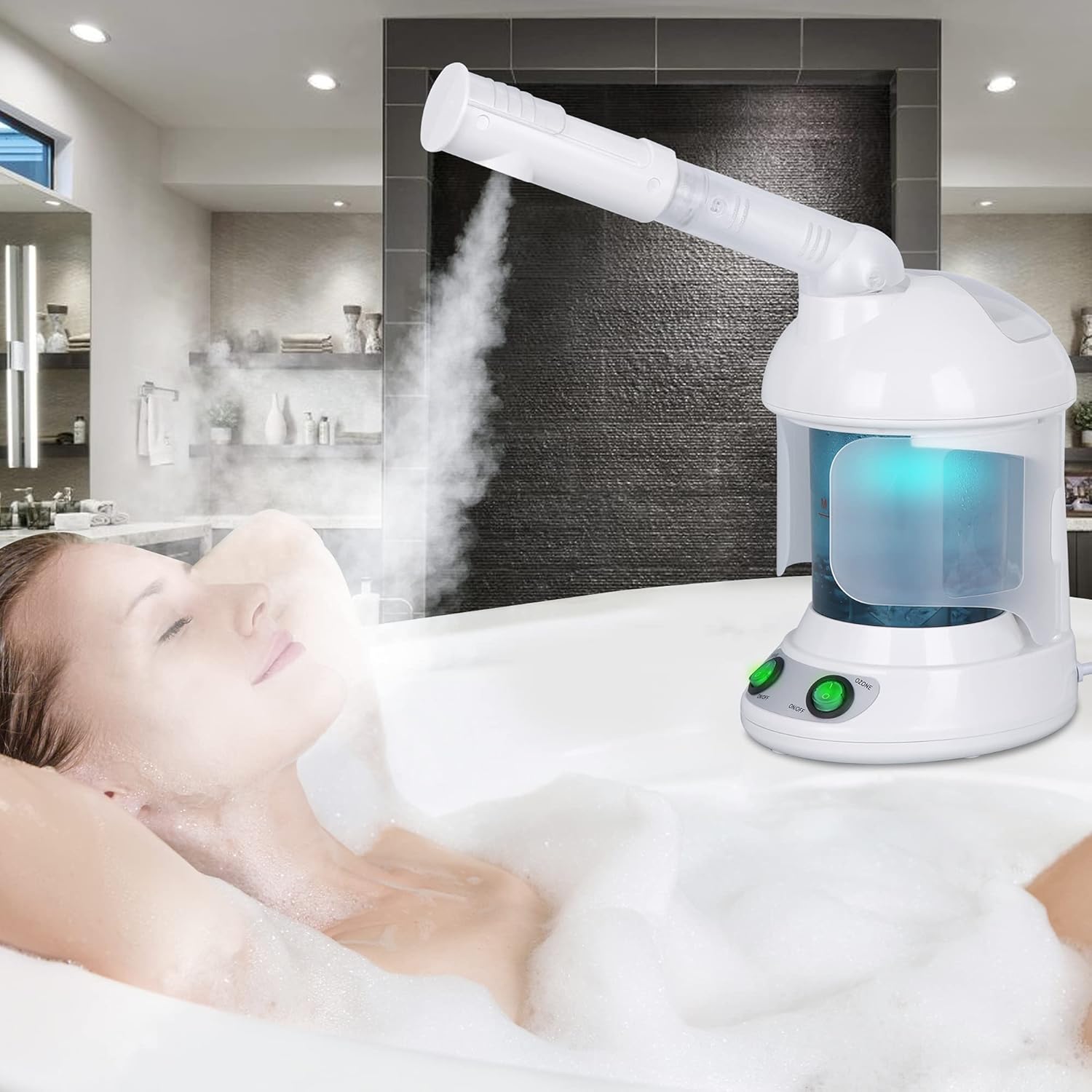 SUPER DEAL Hair Steamer PRO 3 in 1 Multifunction Ozone Facial Steamer with Bonnet Hood Attachment, Hair Therapy & Face Steamer for Personal Care Use at Home or Salon - Image 5