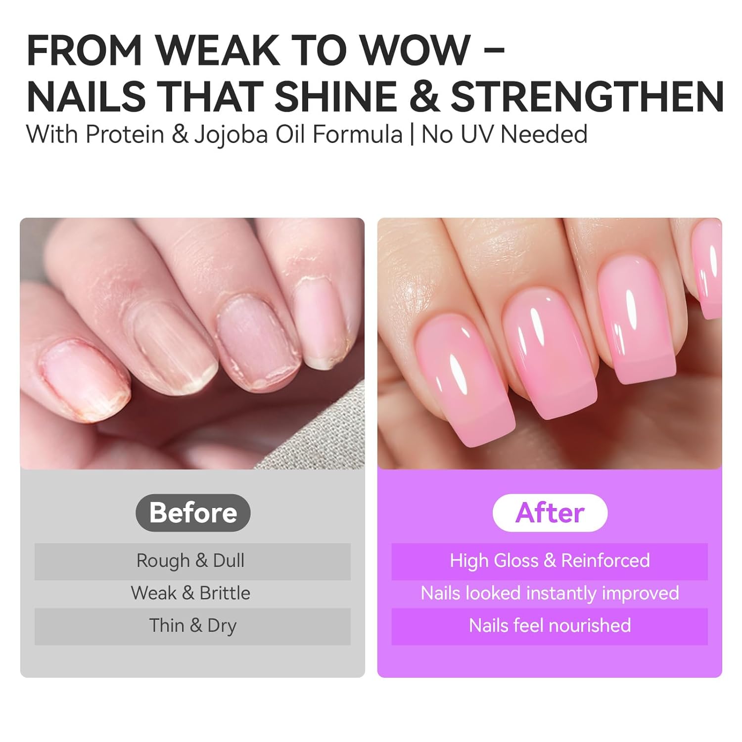 gelike ec Nail Ridge Filler and Strengthener Polish: Pink 6 in 1 Natural Nail Hardener Extra Strong and Growth - Long Lasting Nail Repair for Damaged Nails - For Daily Work Home Salon - Image 5