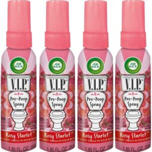 Air Wick V.I.P. Pre-Poop Toilet Spray | Rosy Starlet Scent | Contains Essential Oils | Travel Size Air Freshener | Up to 100 uses - 1.85 Ounce (Pack of 4)