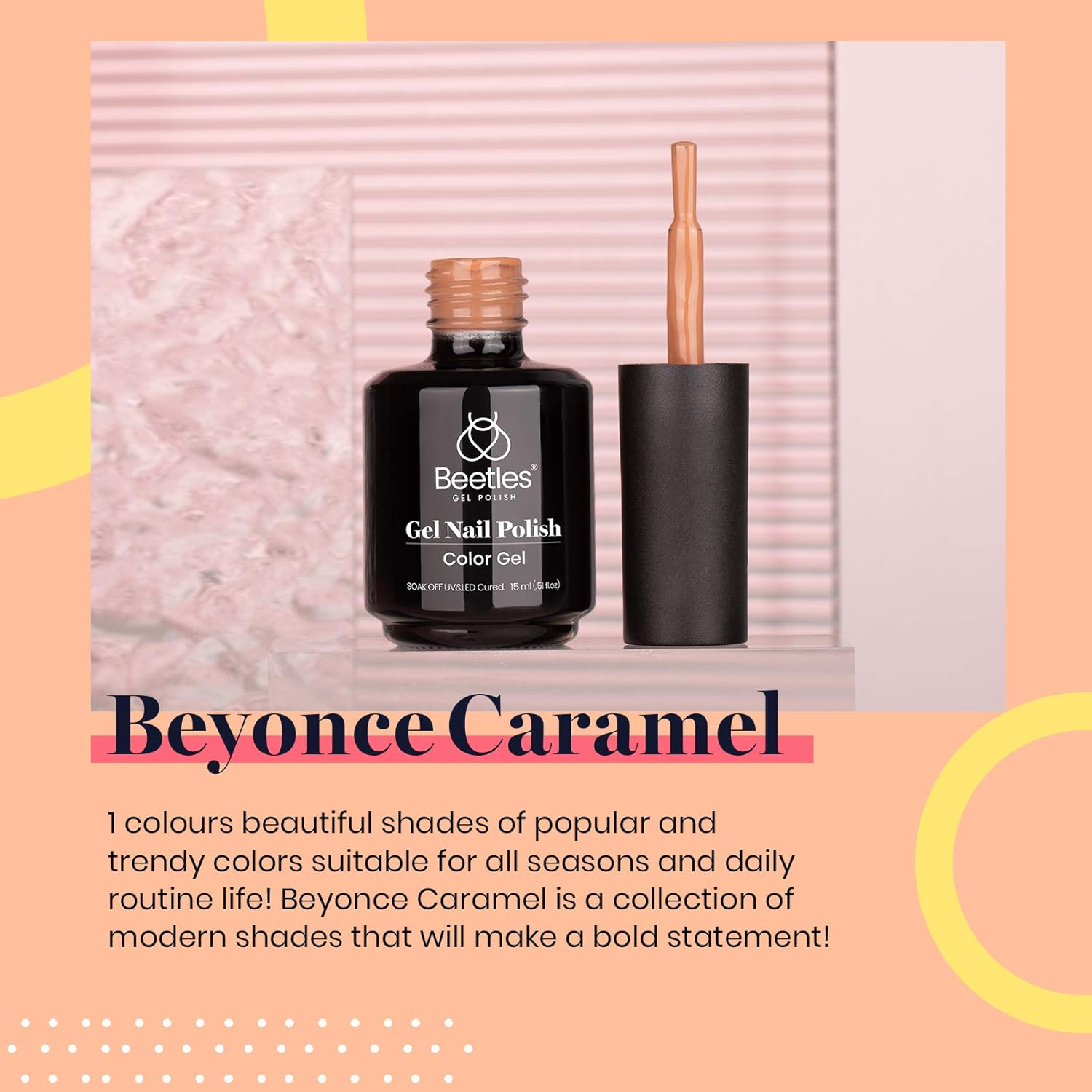Beetles Gel Nail Polish, 1Pcs 15ml Beyonce Caramel Brown Color Soak Off Gel Polish Nail Art Manicure Salon DIY Uv Lamp Nail Design Decoration at Home - Image 2