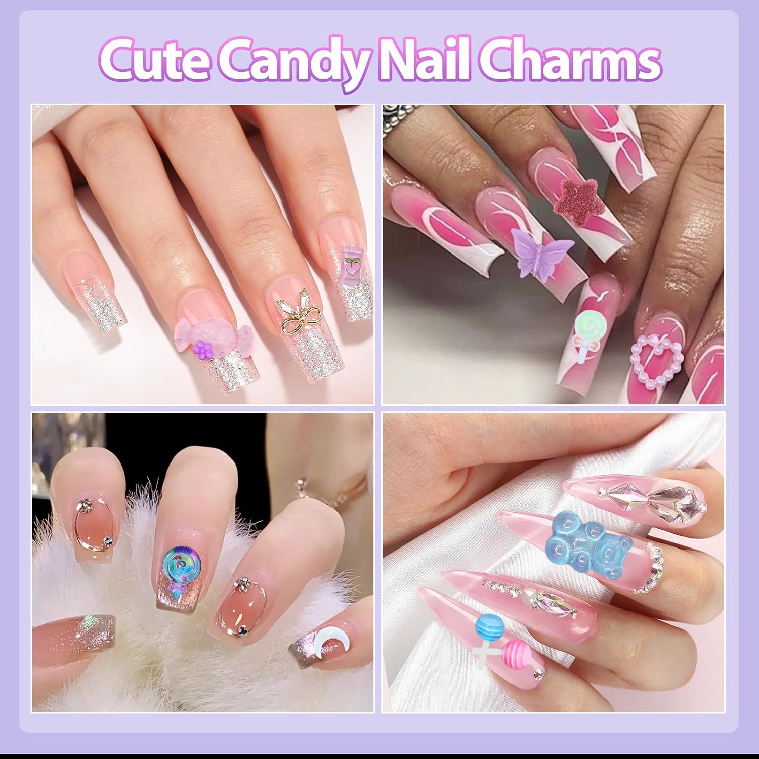 3D Candy Nail Charms for Acrylic Nails, Multi Color Lollipop Donuts Bears Sweet Cute Nail Charms, Star Heart Gummy Candy Jewelry Nail Charms for Nail Art DIY Decorations Design - Image 6