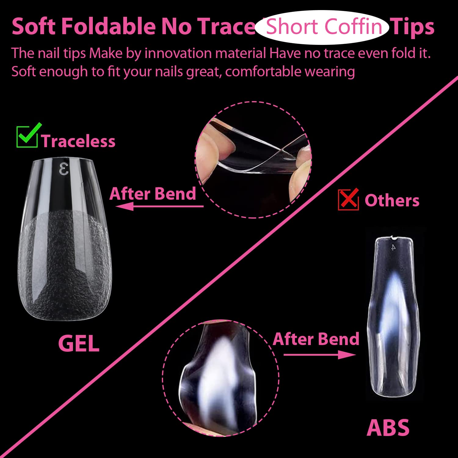 UNA GELLA Short Coffin Press on Nails - 216pcs Pre-shape Gel Tips for Full Cover Acrylic Nail Extension DIY - 12 Sizes for Home Salon - Image 5