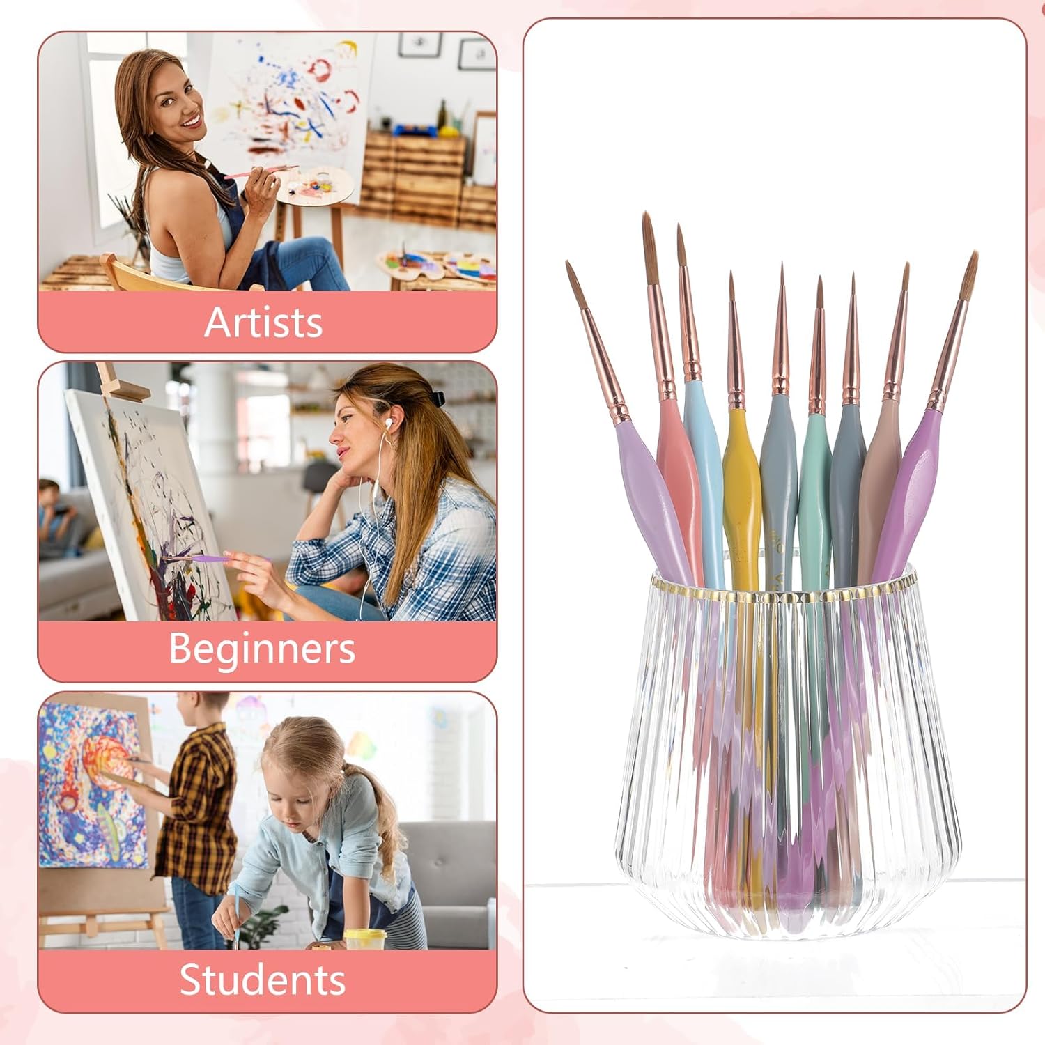 10 Pcs Micro Fine Detail Paint Brush Set Golden Maple Miniature Paint Brushes Mini Tiny Painting Brushes for Miniature Model Art Crafts Watercolor Acrylics Oil Face Figurine Wood Rock - Image 3