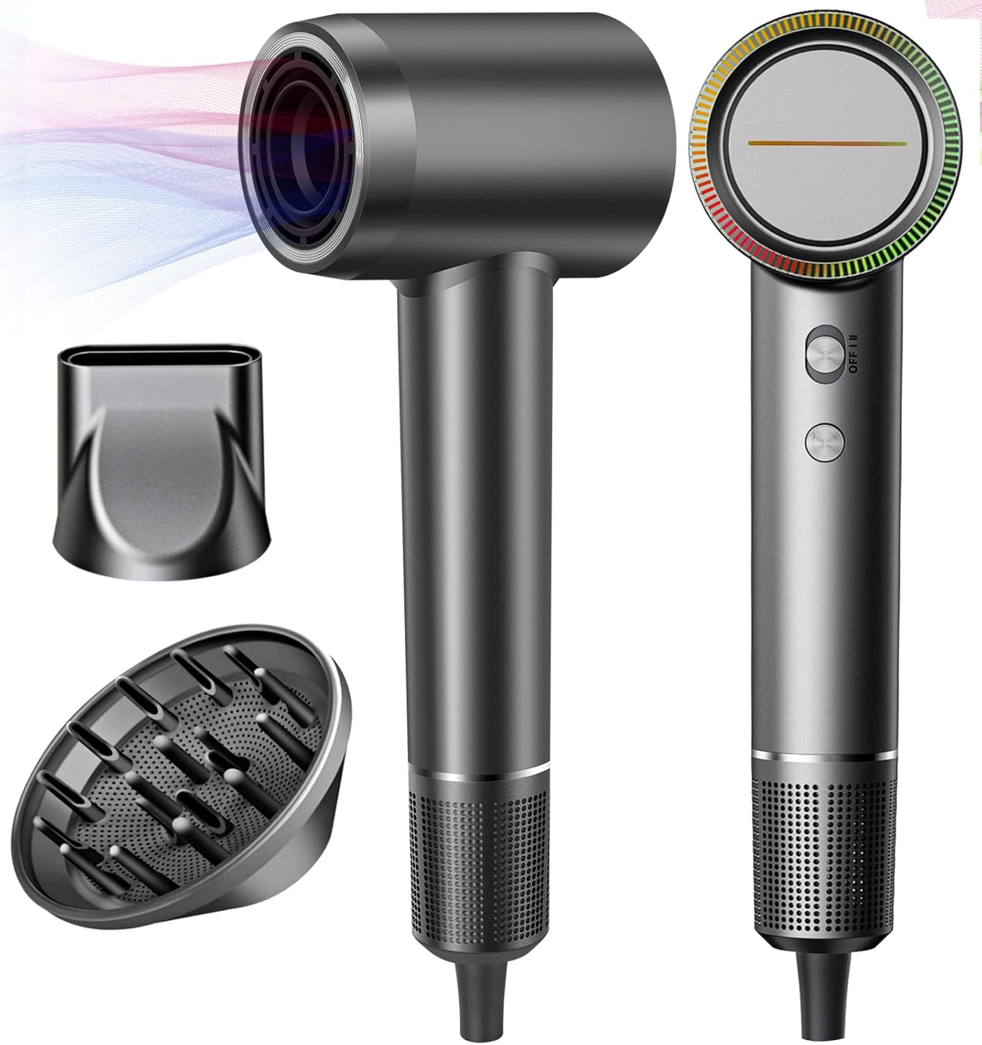 Hair Dryer with Diffuser,Lightweight Blow Hairdryer 180000 RPM High Speed Fast Drying,Brushless Motor Ionic Portable Blow Dryer, Thermo-Control air Jets Blow Dryer with Diffuser for Curly Hair - Image 8