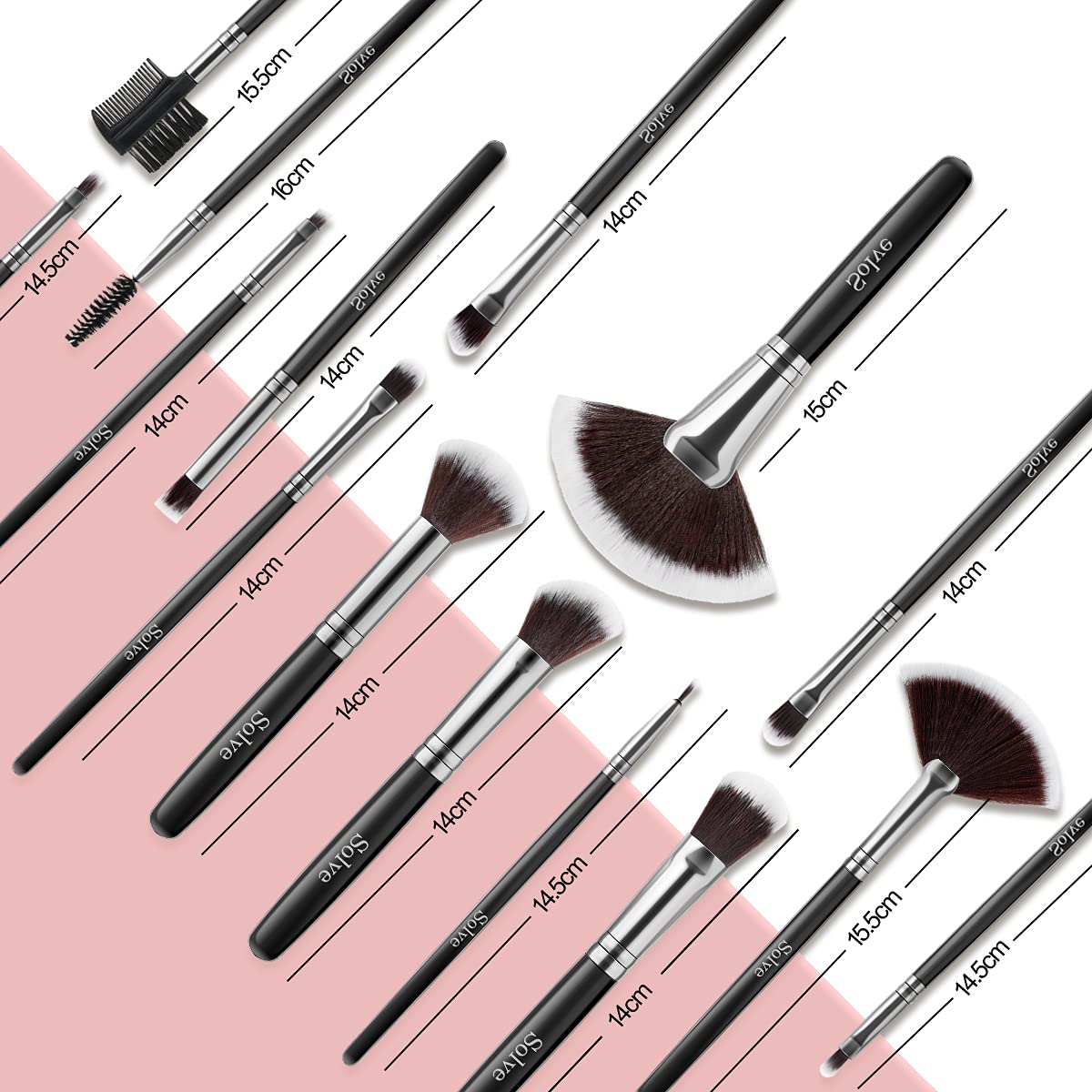 Makeup Brush Set, SOLVE 32 Pieces Professional Makeup Brushes Wooden Handle Cosmetics Brushes Foundation Concealer Powder Face Eye Make up Brushes Kit, Black - Image 7