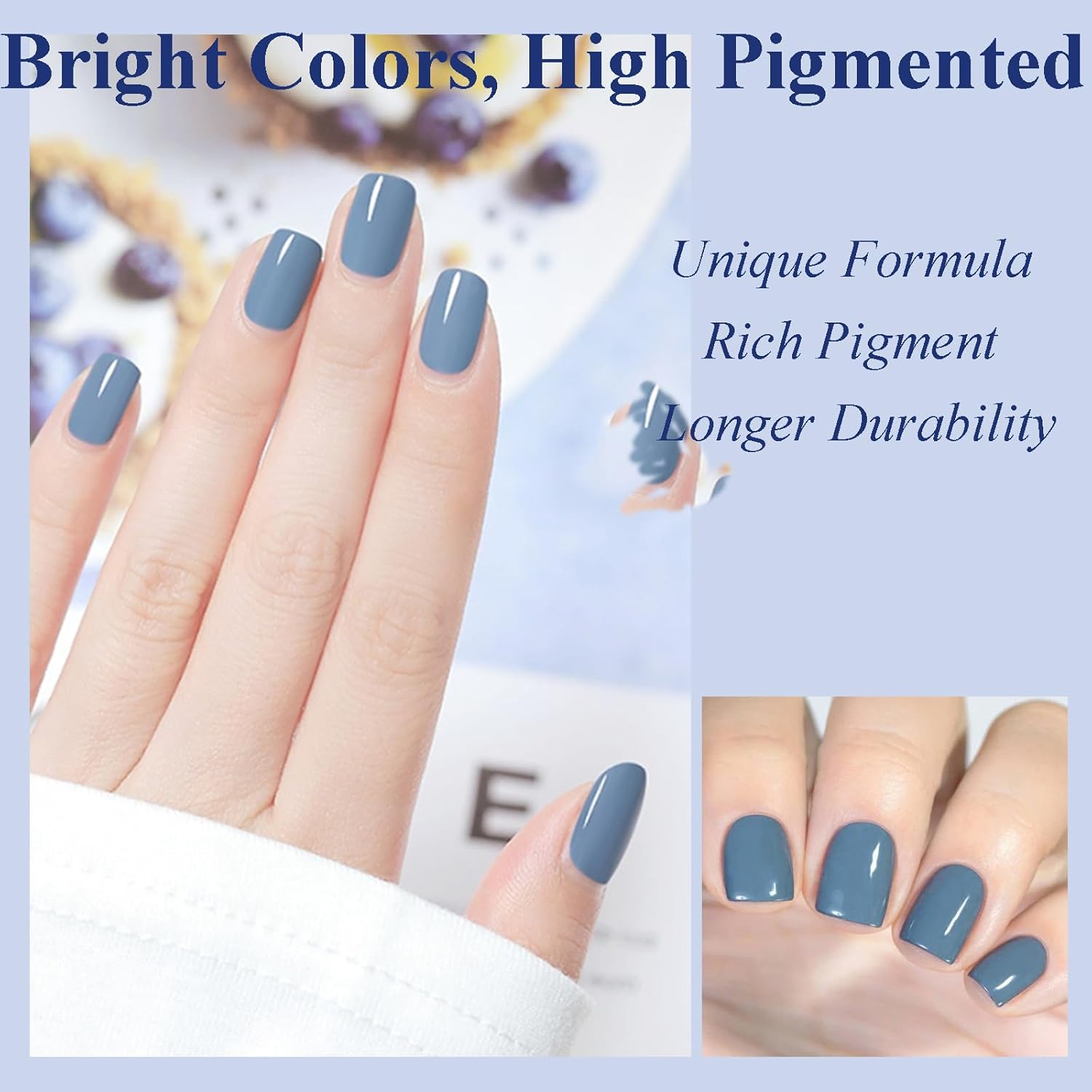 Blue Nail Polish - Long-Lasting Nail Polish - Air Dry Quick Dry Nail Varnish - Chip Resistant Nail Lacquer Easy Apply - Fingernail Polish Nail Art Polish for Women Manicure DIY - Image 4