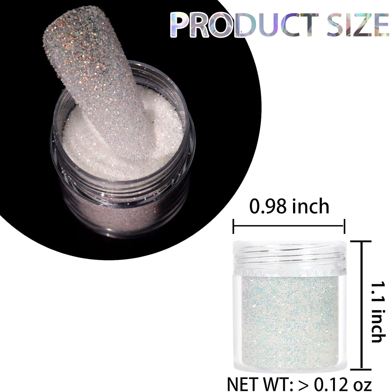 Laza White Nail Shimmer Snow Powder Diamond Dust Ultra-fine Sequins PET Flakes Pixie Sparkle Fairy Shiny Nail Art Decoration Sugar Glitter for French Manicure - Image 3