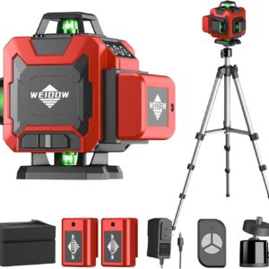 Laser Level 360 Self Leveling with Tripod,WEIDDW 4D Lazer Level,4x360° Cross Line Laser for Construction Project Renovation,Floor Tile, Laser Level Lines Tool