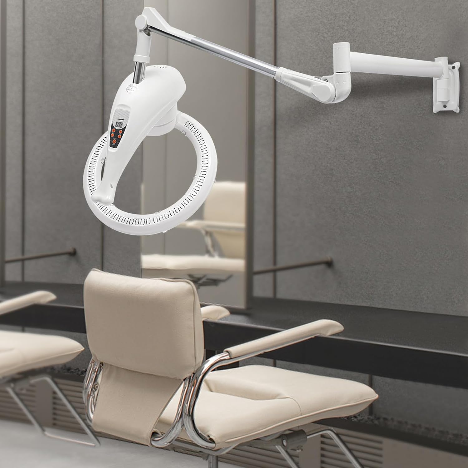 Professional Hair Heat Lamp for Salon, 104-140℉ Wall Mount Rotating Dryer Machine, White - Image 2