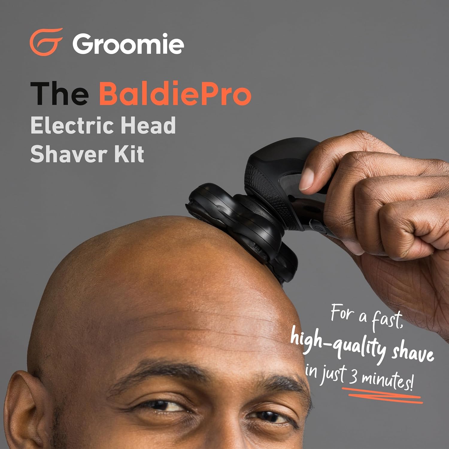 Groomie Cordless Bald Head Shavers for Men, BaldiePro Head Grooming Kit - Ergonomic & Waterproof Head Shavers for Bald Men - Electric Hair Shaver & Head Razor - Men's Rotary Shaver for Smooth Shave - Image 2