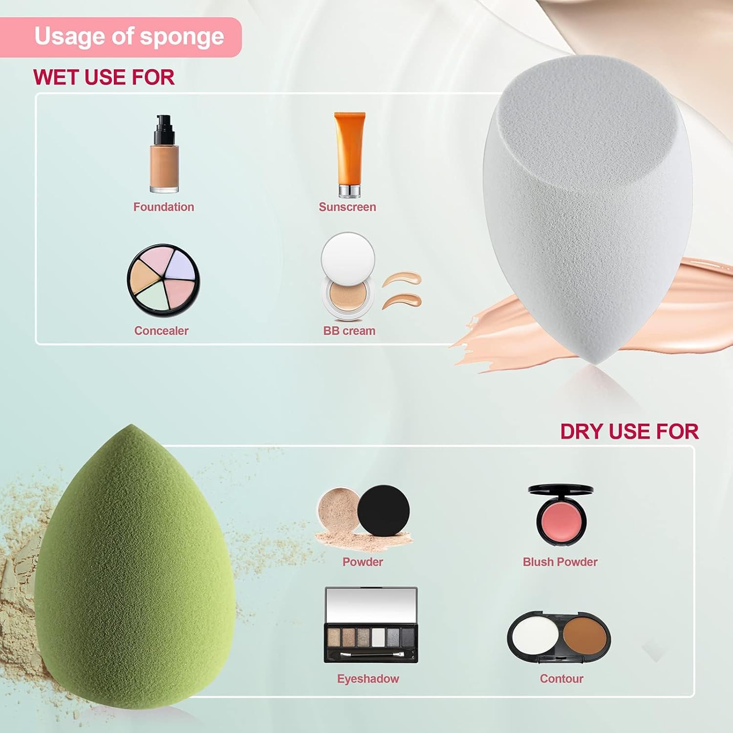 Makeup Brushes DUAIU 16Pcs Makeup Brush Set Professional Foundation Brush Blending Eyeshadow Concealer Brush Set with 4pcs Makeup Sponge - Image 4