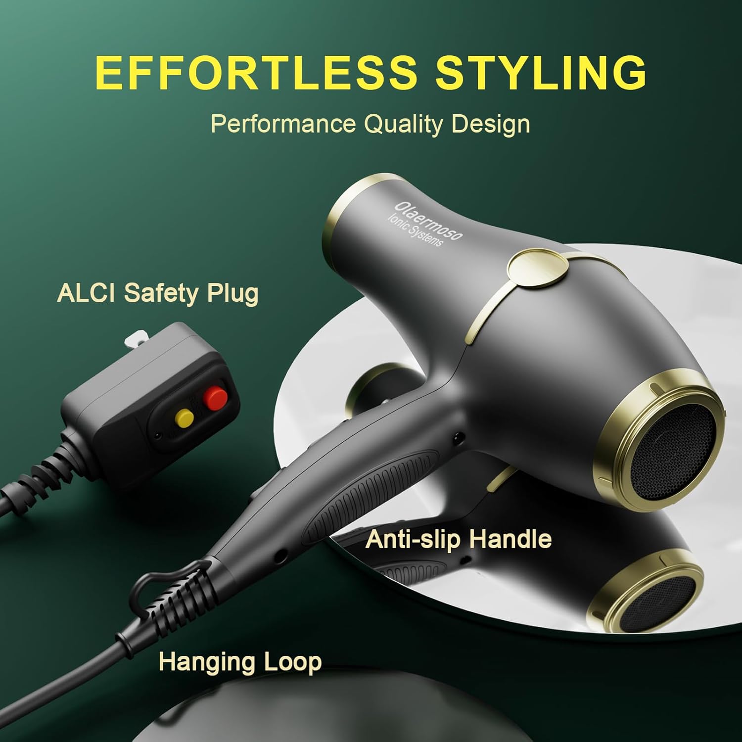 Hair Blow Dryer with Ionic Systems,Diffuser Hair Dryer with & 2 Nozzles,2200W Professional Blow Dryer Powerful Motor for Quick Dry,Hair Dryers for Women and Men,Cool Shot Feature - Image 7