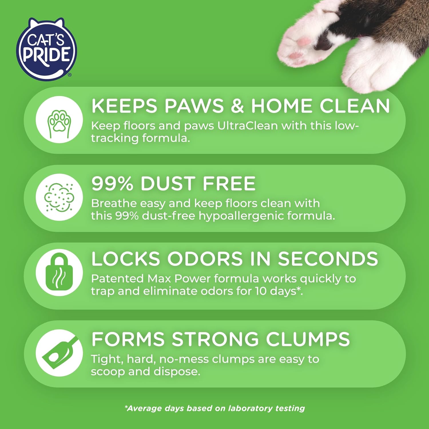 Cat's Pride Max Power: UltraClean Low Tracking Multi-Cat Clumping Litter - Keeps Paws & Home Clean - Up to 10 Days of Powerful Odor Control - 99% Dust Free - Unscented, 15 Pounds - Image 3