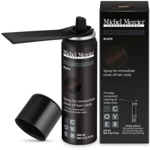 Michel Mercier Hair Root Touch Up Spray with Unique Applicator, Protects Hairline and Scalp Health, Fast and Easy Grey Hair Cover Up Concealer for Women and Men (Black)