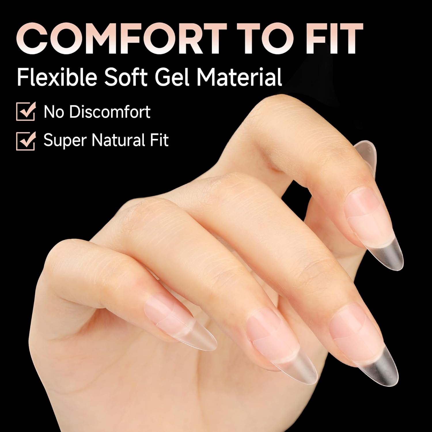 UNA GELLA Almond Gel Nail Tips Full Matte Medium Almond Gel Nail Tips Half Cover 216pcs Medium Almonds Press On Nails DIY Salon for Fake Acrylic False Nails 12 Sizes, Saving Design Gelly Tips - Image 6