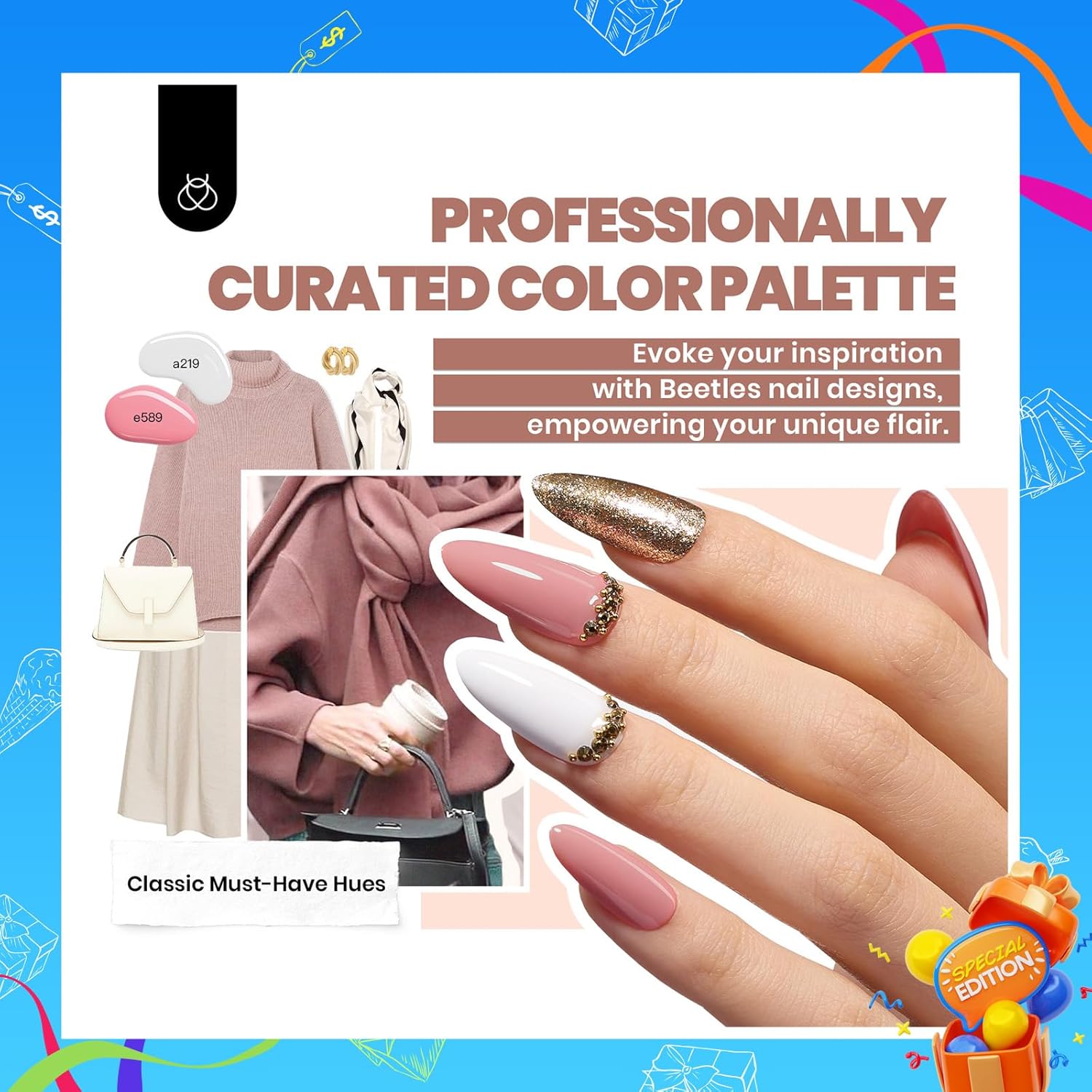 Beetles Gel Nail Polish 25 Colors Gel Polish Set Nude Pink Red Blue Gel Polish Chic Outfits Collection with 3Pcs Base Top Coat Gel Manicure Kit Salon DIY Home Gift for Women - Image 6