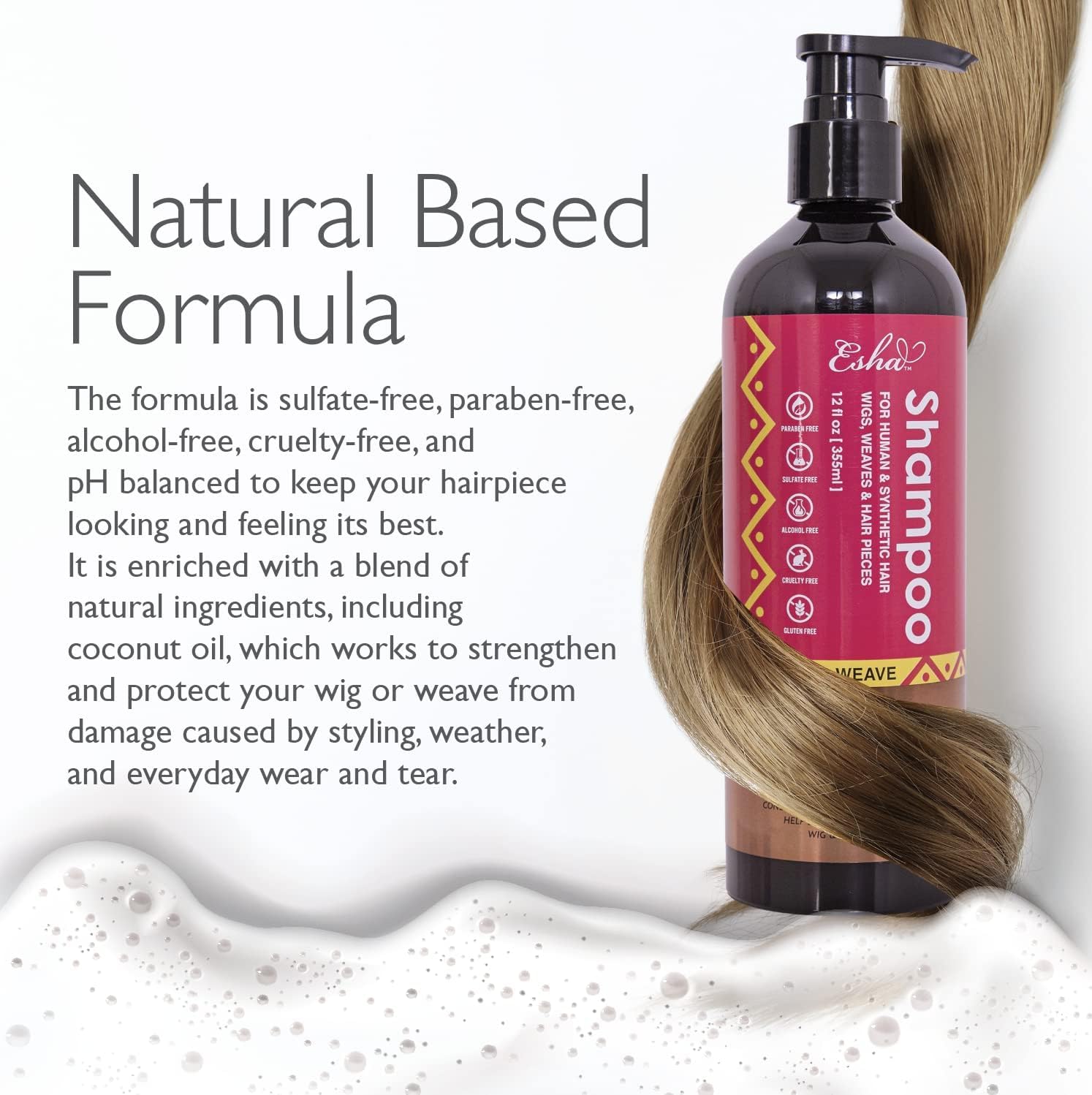 Esha Wig & Weave Revitalizing Shampoo 12 Oz for Human Synthetic Hair - Image 5