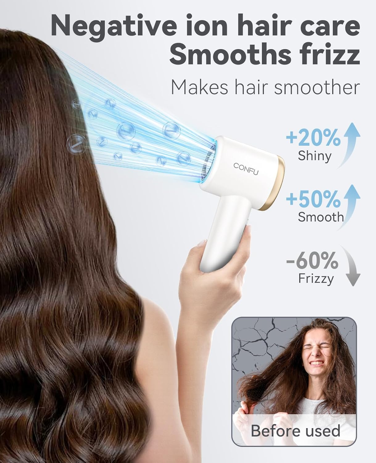 Blow Dryer, CONFU Hair Dryer with Diffuser 110000 RPM, High-Speed Professional Ionic Blow Dryer for Fast Drying, Hair Diffuser for Curly Hair for Home Travel - Image 2