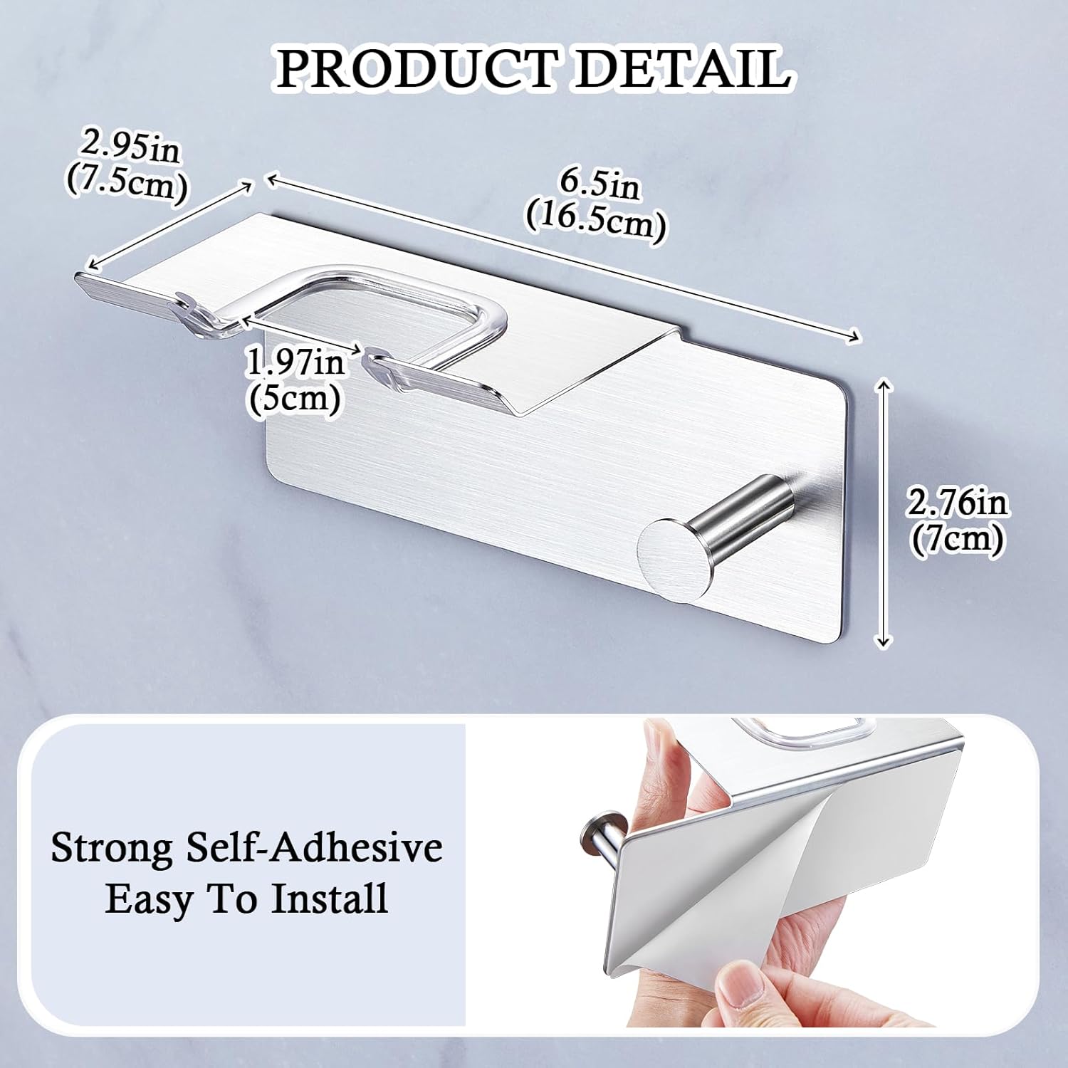 Hair Dryer Holder Wall Mounted, Stainless Steel Blow Dryer Holder, Hair Tool Organizer for Bathroom, Adhesive Hair Dryer Storage Organizer for Wall, Hanger for Hairdryer Blow Dryer - Image 2