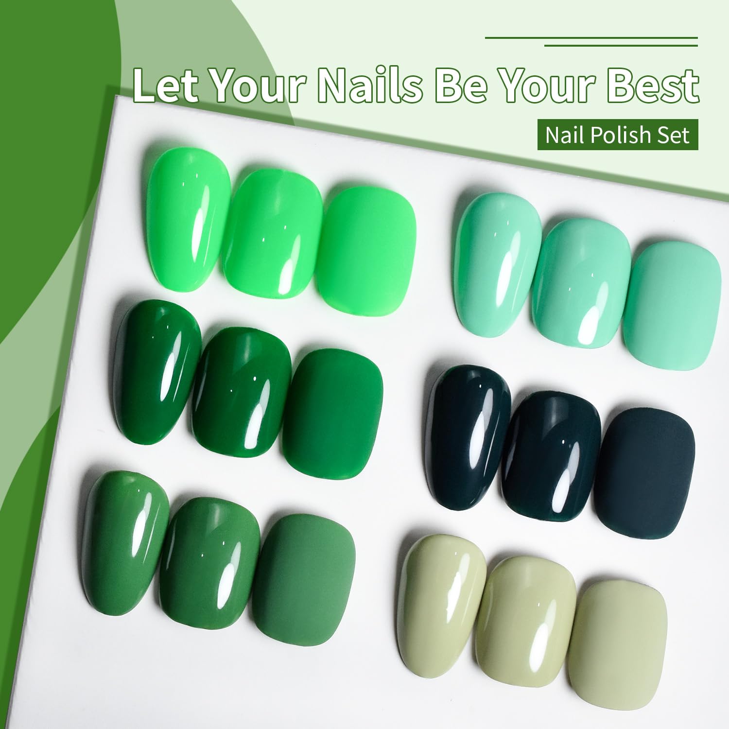 Green Nail Polish 6Pcs Nail Polish Set All Seasons Neutral Color Quick Dry NailPolish Set for Collection Easter Gift for Her - Image 6
