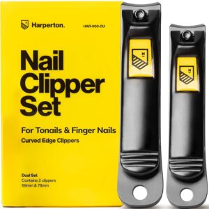 Nail Clippers for Thick Nails - 2 Pack Heavy Duty Toenail & Fingernail Clippers for Men Precision Stainless Steel Cutter Set with Travel Case (Black)