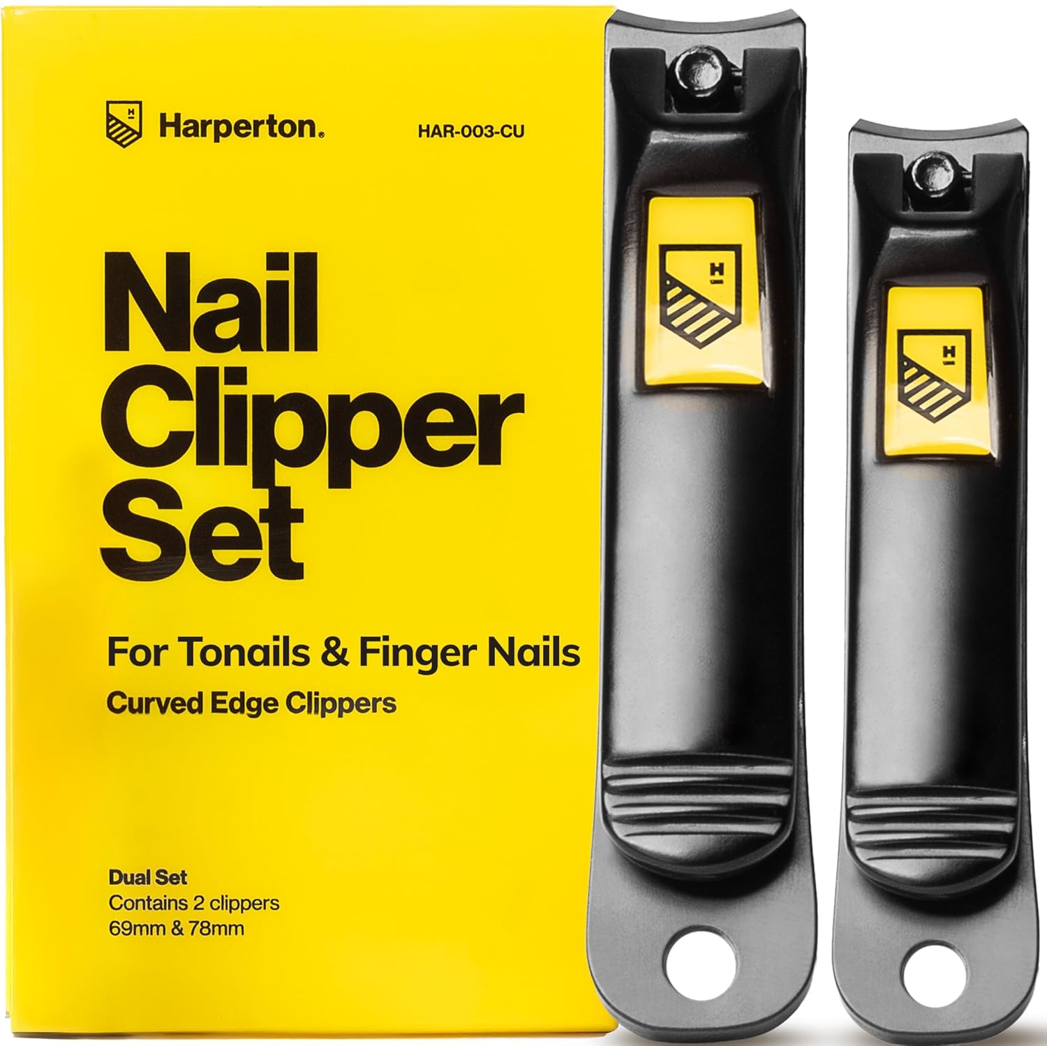 Nail Clippers for Thick Nails - 2 Pack Heavy Duty Toenail & Fingernail Clippers for Men Precision Stainless Steel Cutter Set with Travel Case (Black)