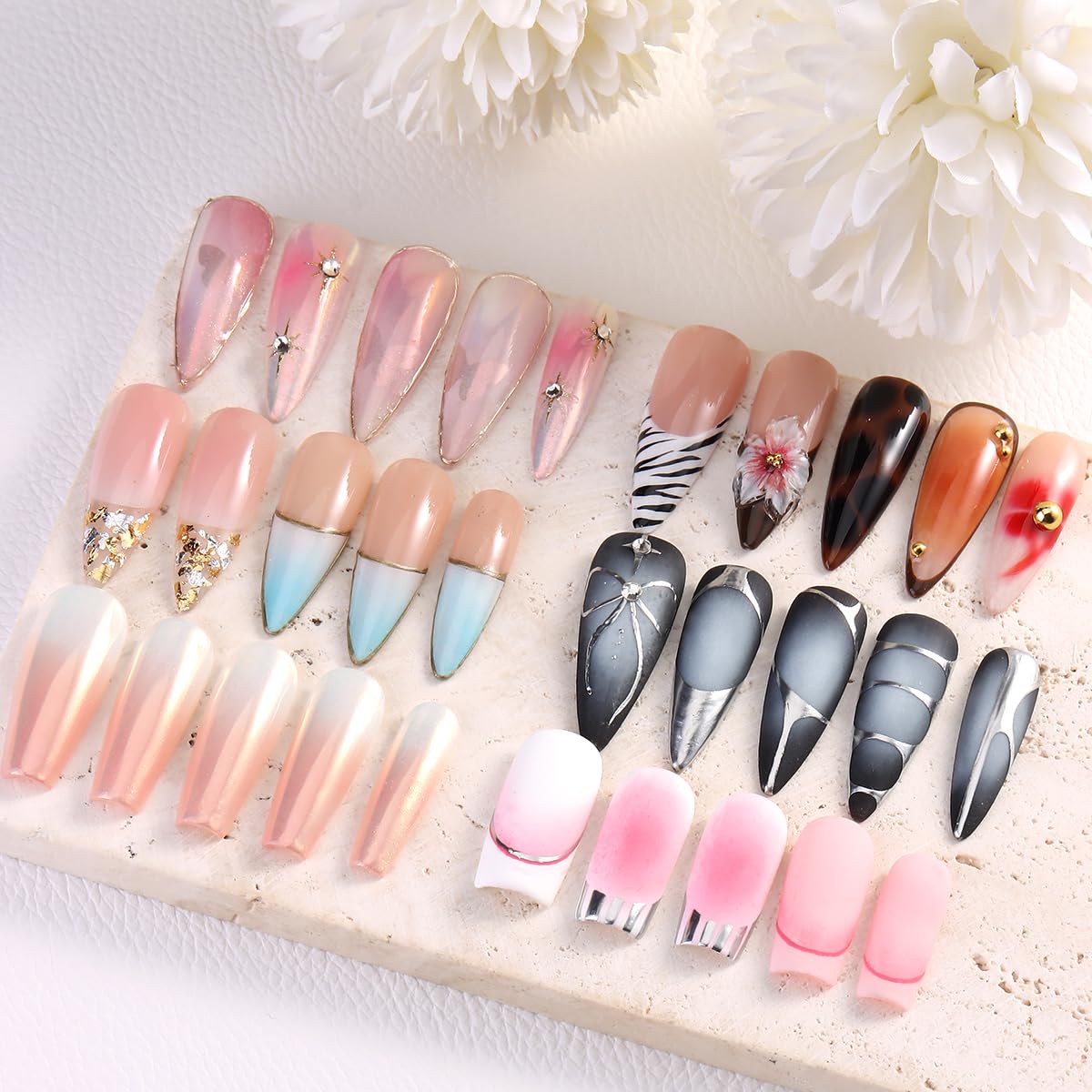 Ombre Gel Nail Polish Kit, 6PCS Colorful Painting Nail Gel Black White Pink Paint Gel for Nails Gradient Design Soak Off UV Pastel Nail Polish Set with Ombre Sponge Nail Brush French Tip Guide - Image 7