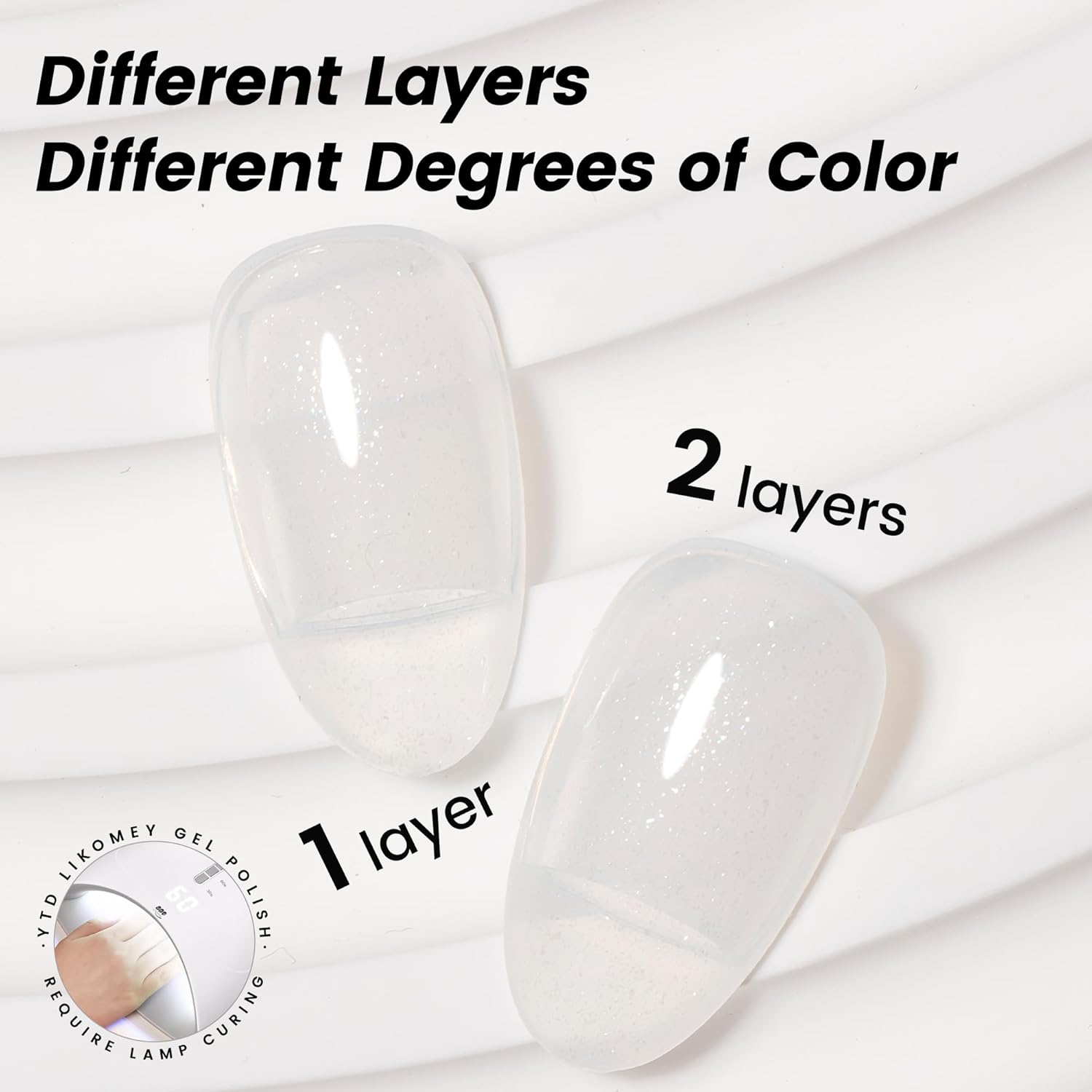 YTD Likomey Nude Glitter Gel Nail Polish,15ml Milky White Pearly Shimmer Jelly Translucent Neutral Holographic Iridescent Sparkly Salon Home DIY UV Manicure Nail Art Varnish,SF346 - Image 5