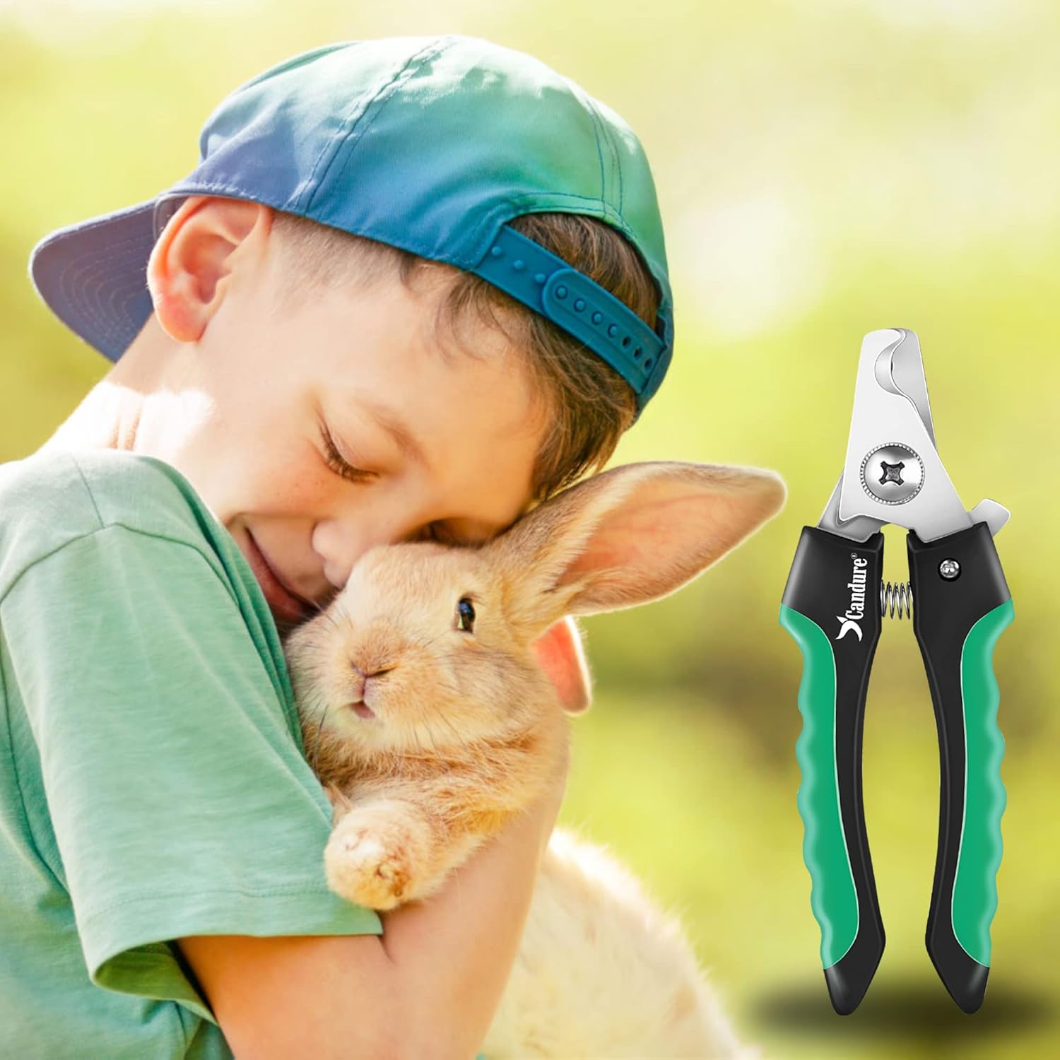 Candure Dog Nail Clippers Professional Pet Nail Clipper Suitable for Cats, Rabbits and Guinea Pigs - Safety Lock/Protective Guard to Avoid Over Cutting (Green, Medium to Small) - Image 7
