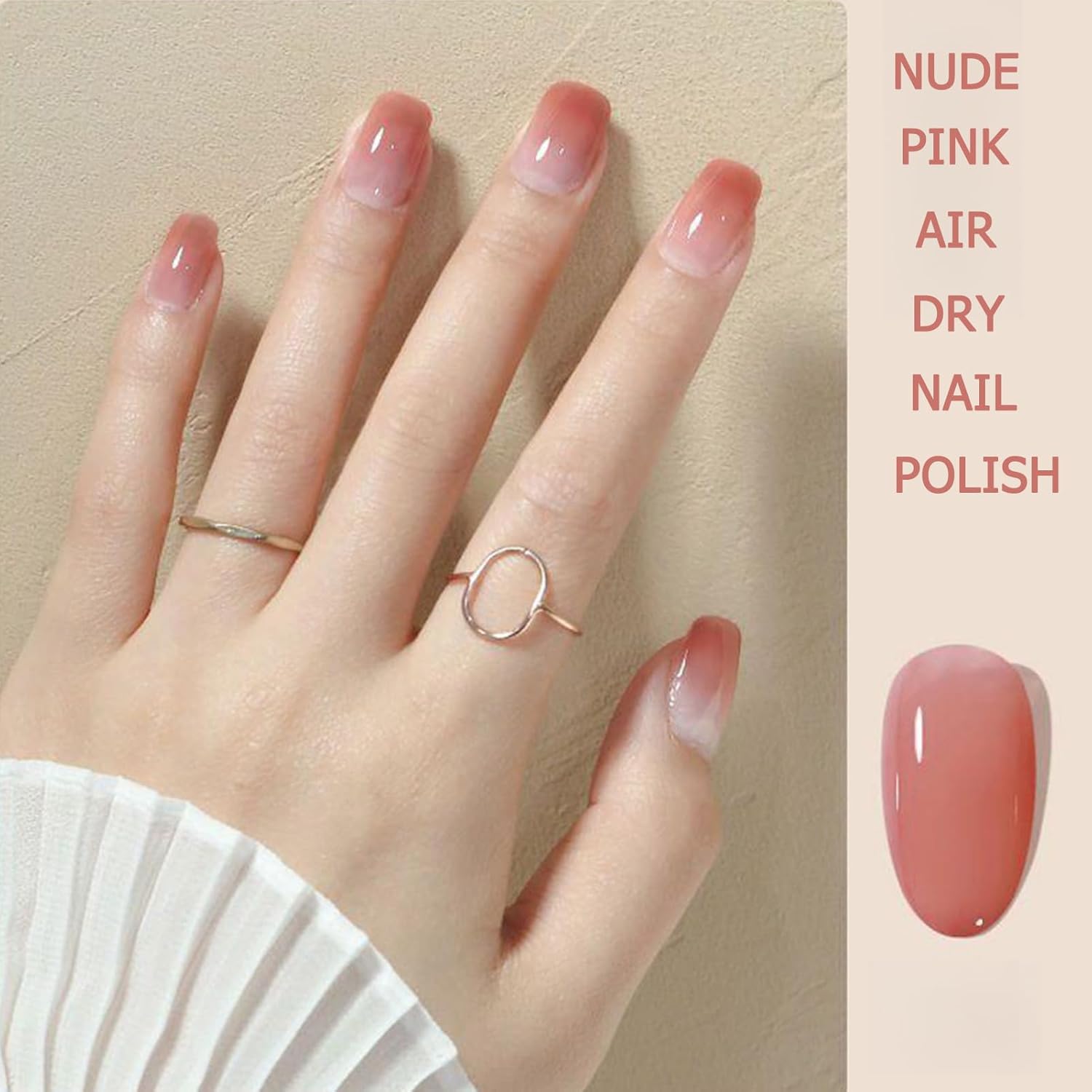 Air Dry Nude Pink Gel Nail Polish for Women and Girls - Pastel, Sheer, Jelly Regular Polish - 14ML - Image 3